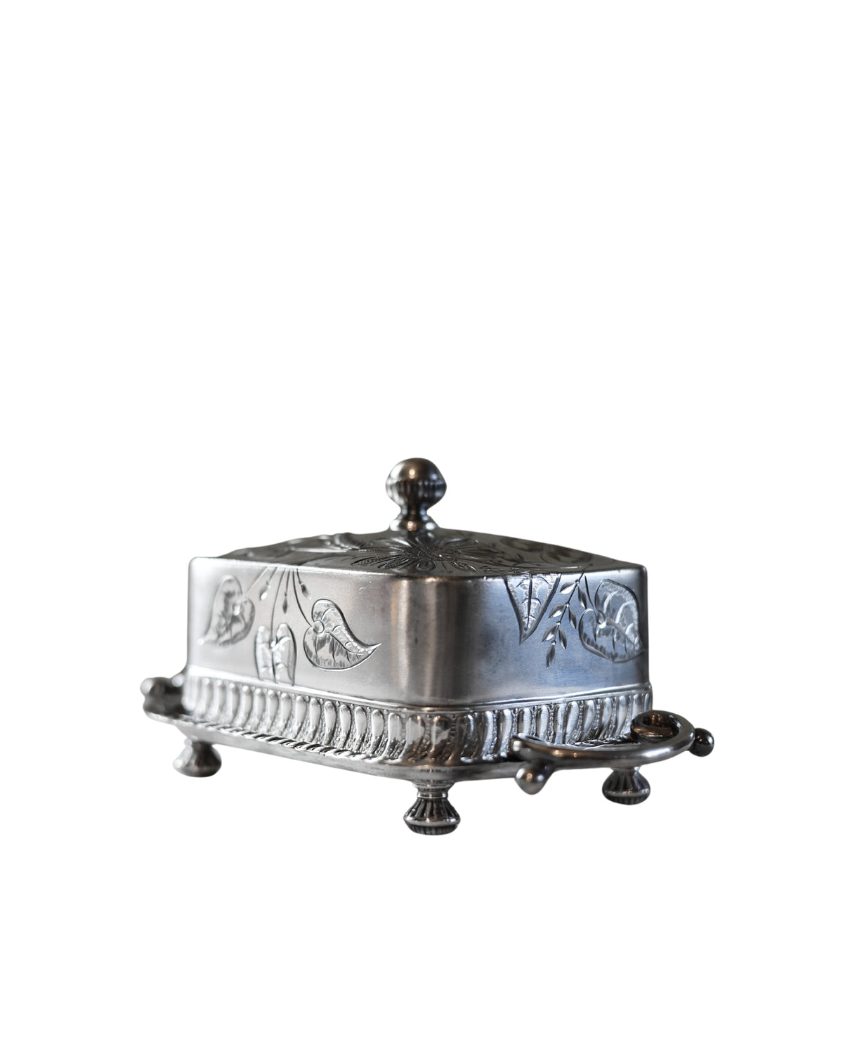 Barbour Silver Co. Floral Butter Dish-4