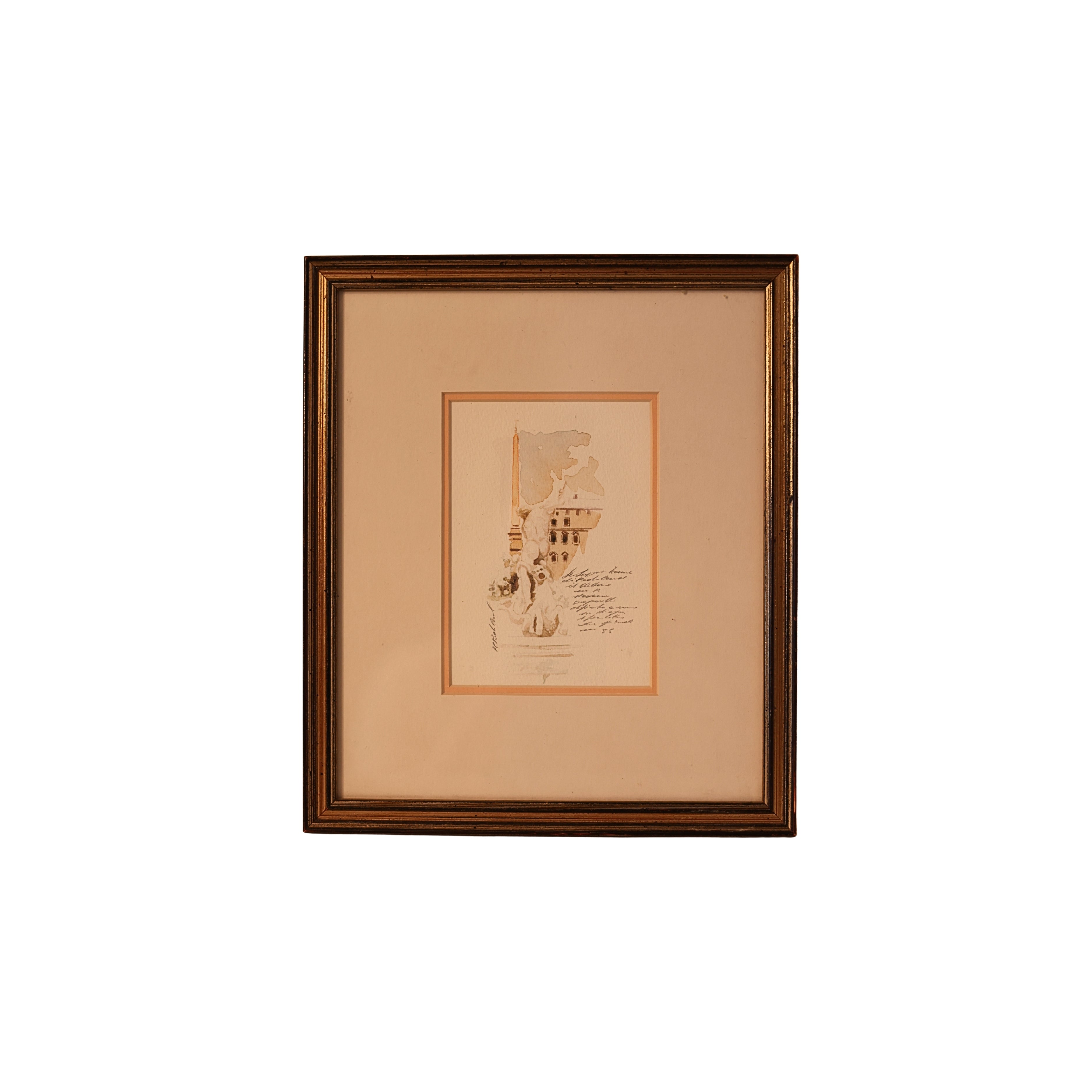 Watercolor Study of Fountain, Four Rivers, Piazza Navona, Venice