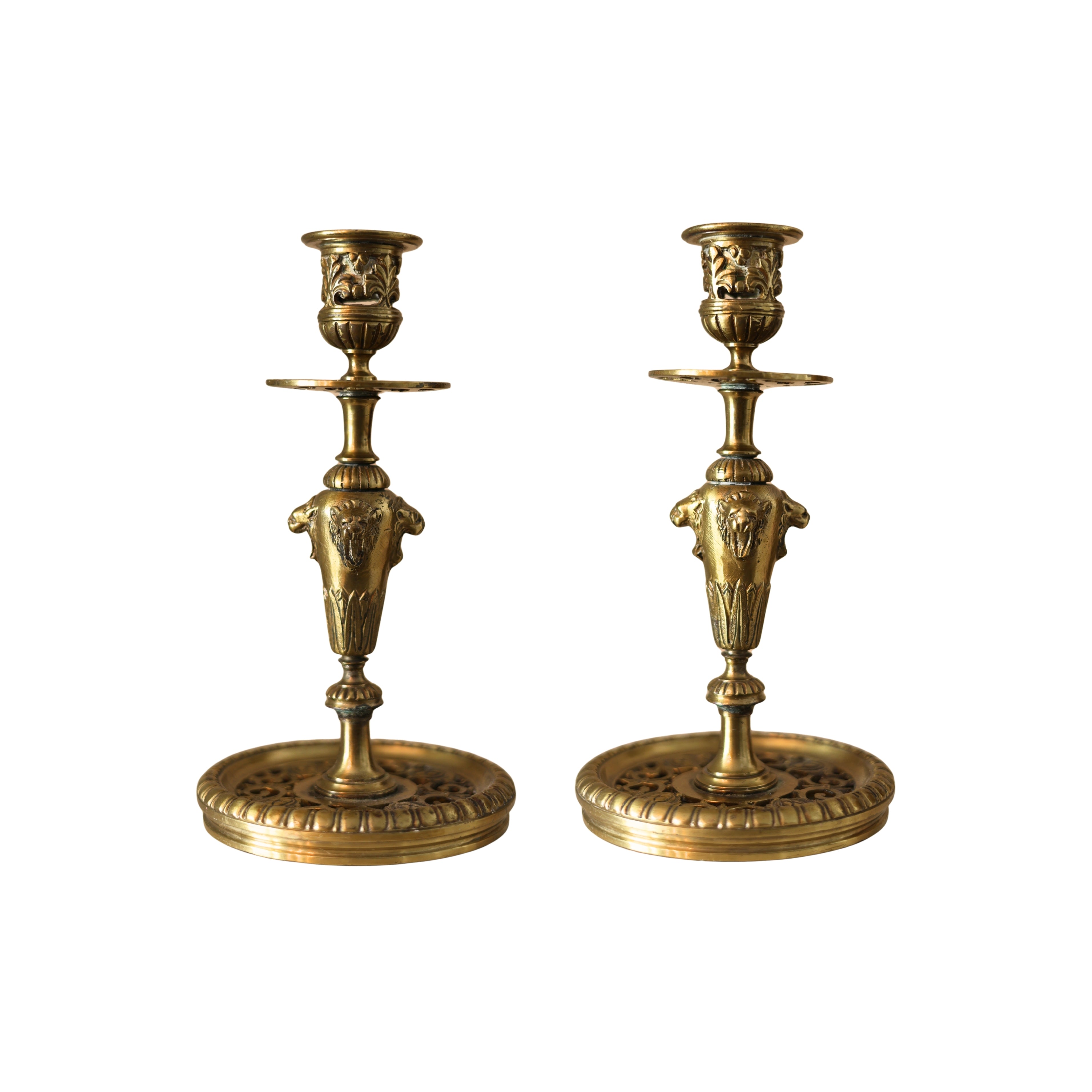 Brass Lion Candlesticks