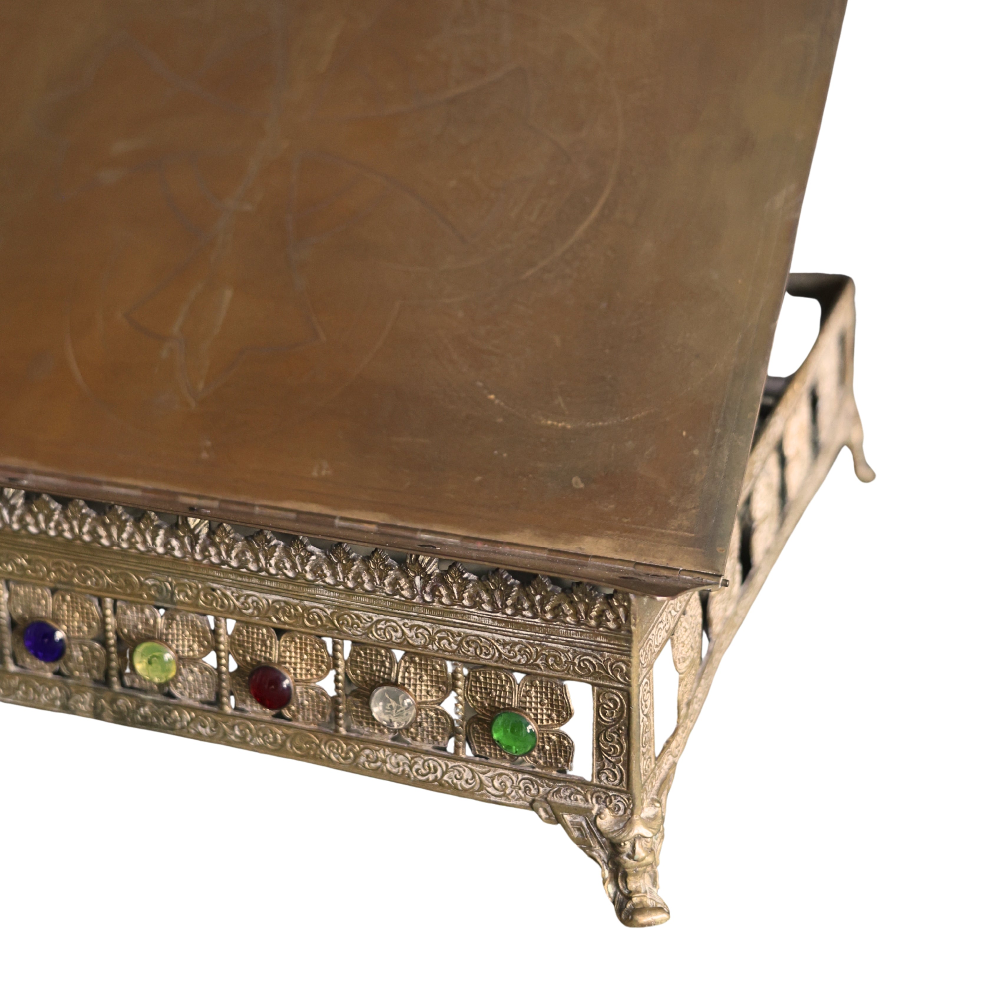 19th c. Brass Missal Stand with Jeweled Cabochons