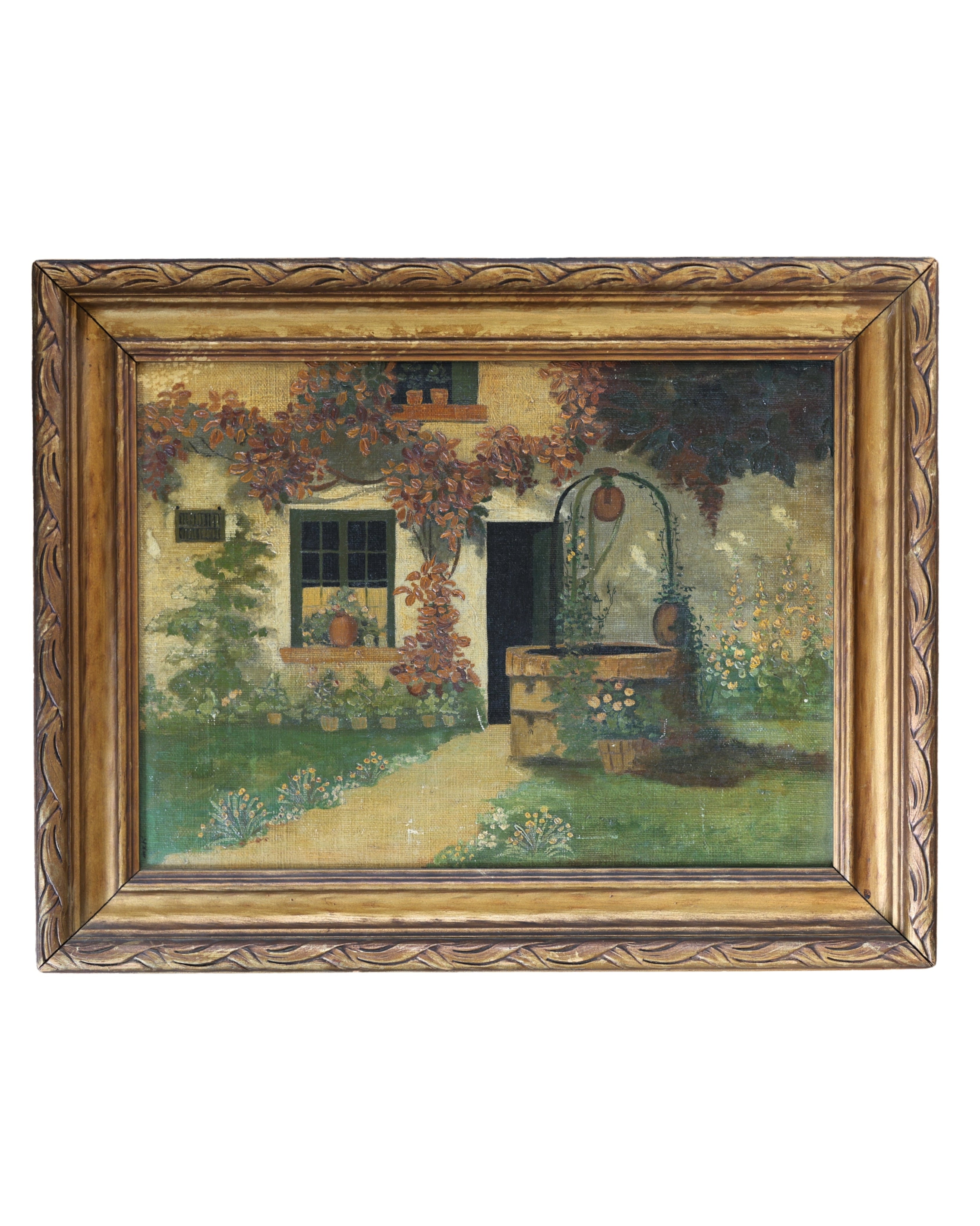 Cottage Garden Landscape Oil Painting-1