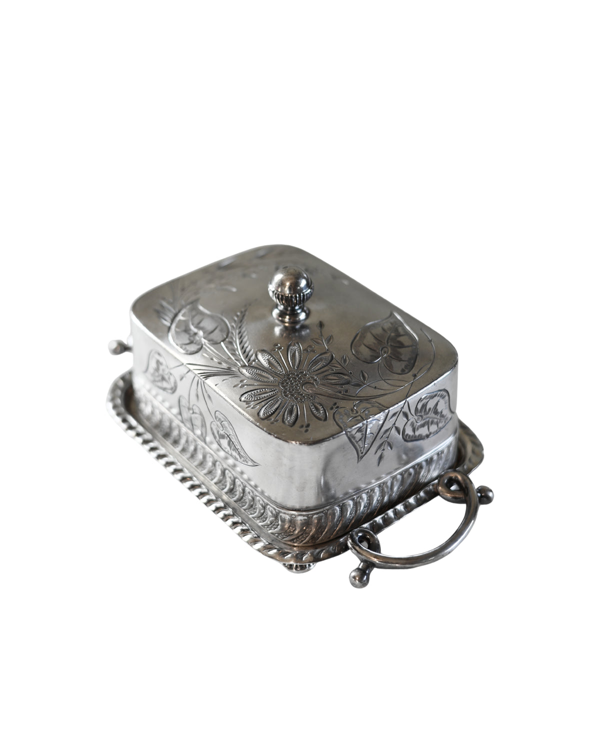 Barbour Silver Co. Floral Butter Dish-7
