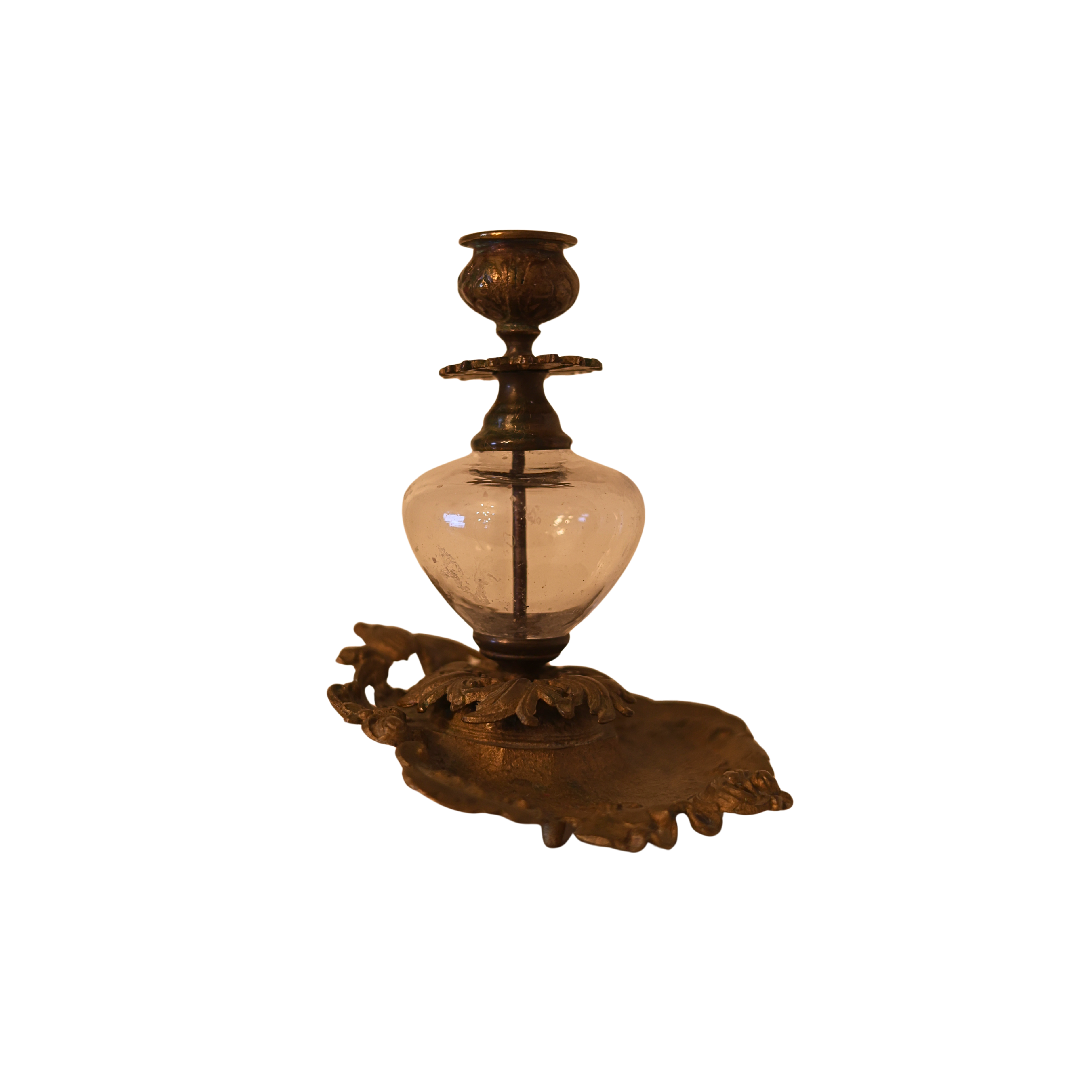 Ornate Brass and Glass Candleholder