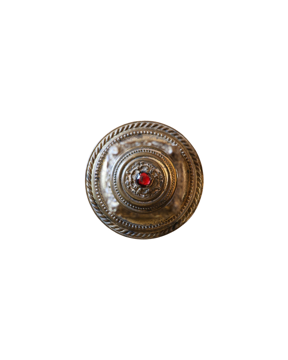 Rococo Revival Inkwell with Red Glass Cabochon-5