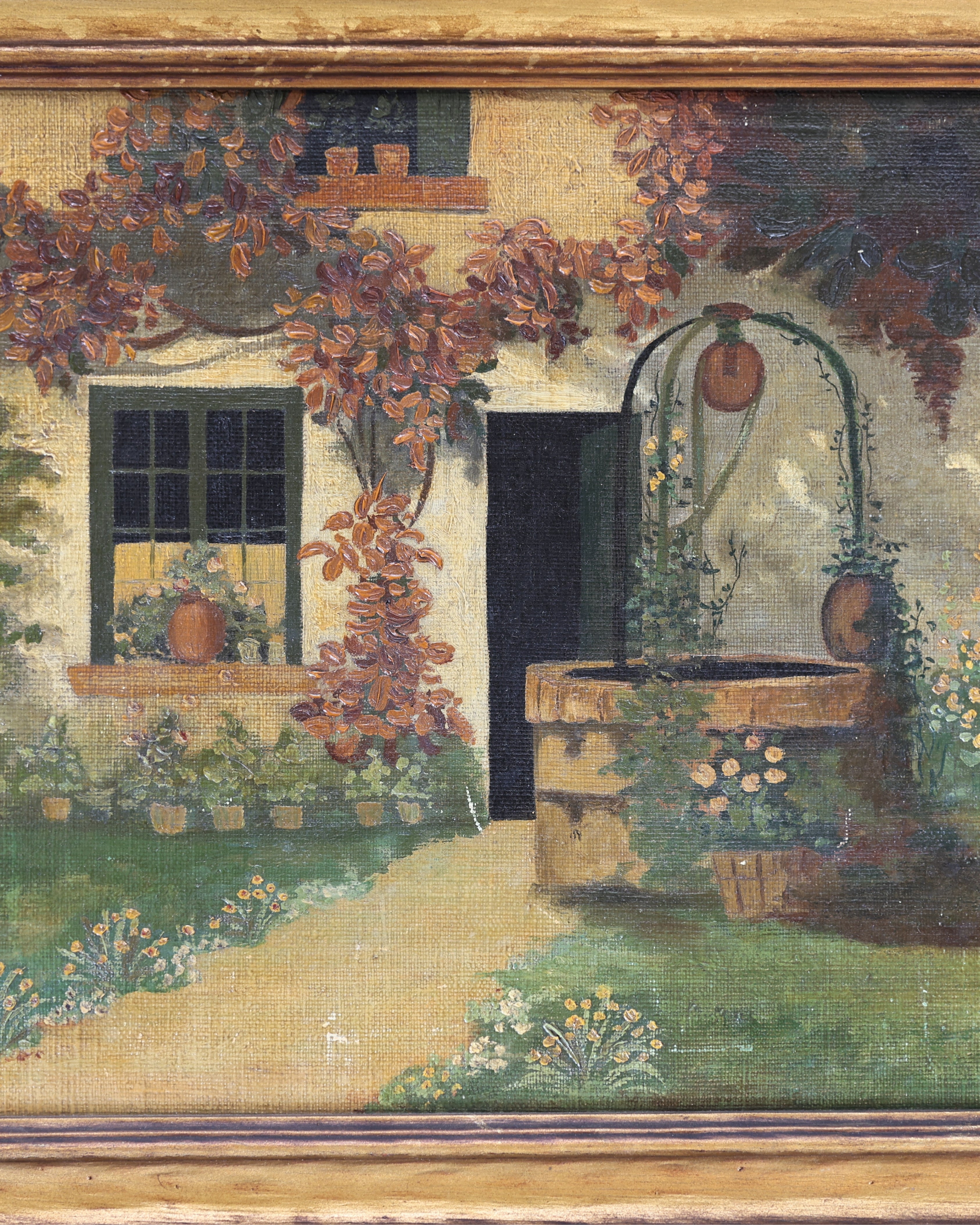 Cottage Garden Landscape Oil Painting-3