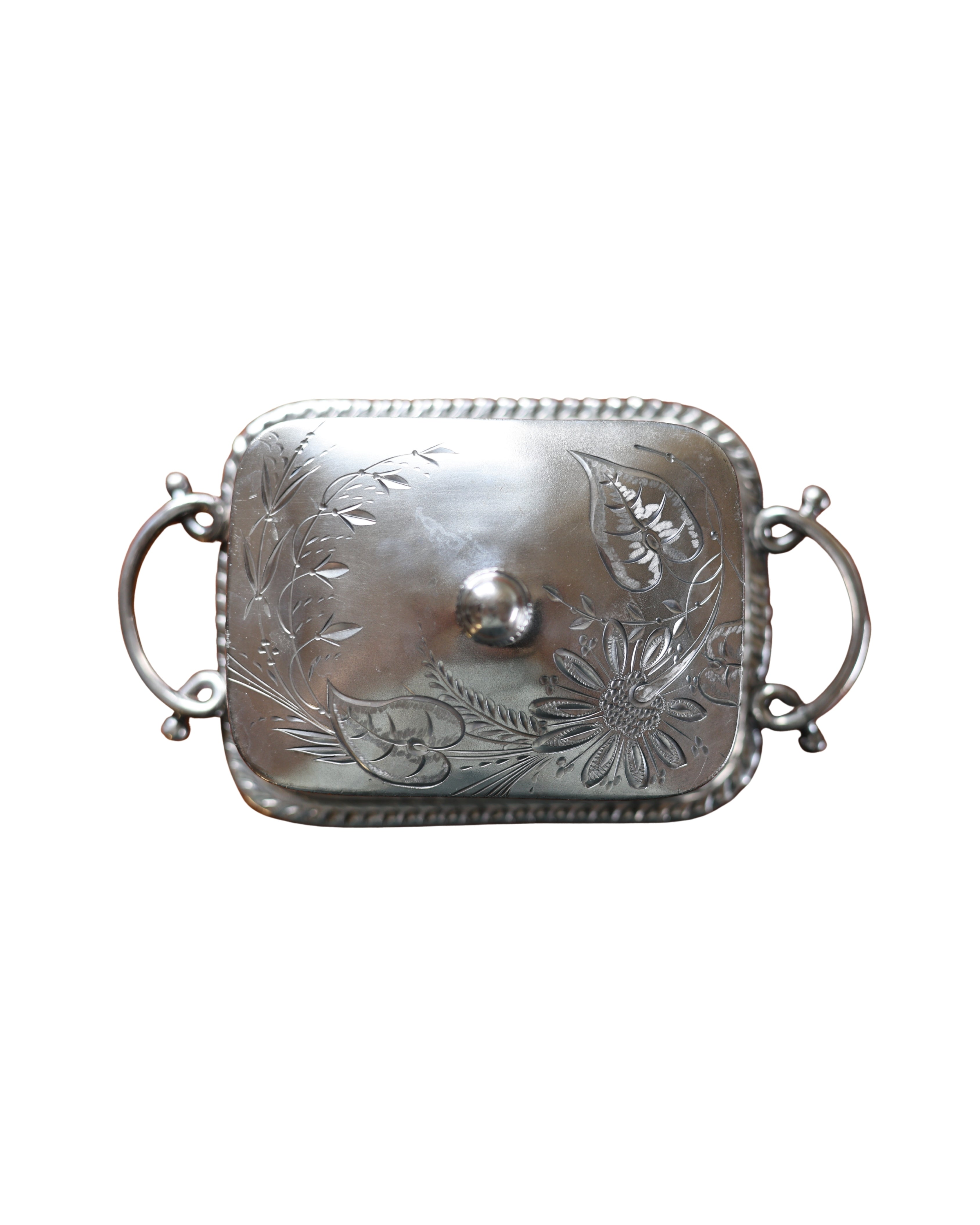 Barbour Silver Co. Floral Butter Dish-5