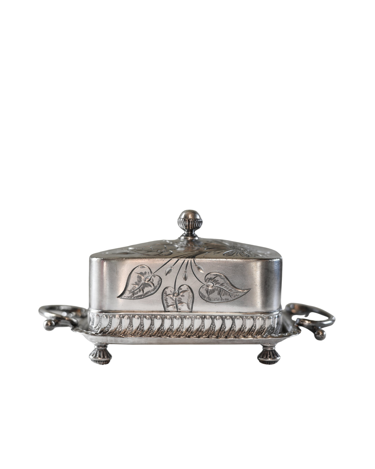 Barbour Silver Co. Floral Butter Dish-1