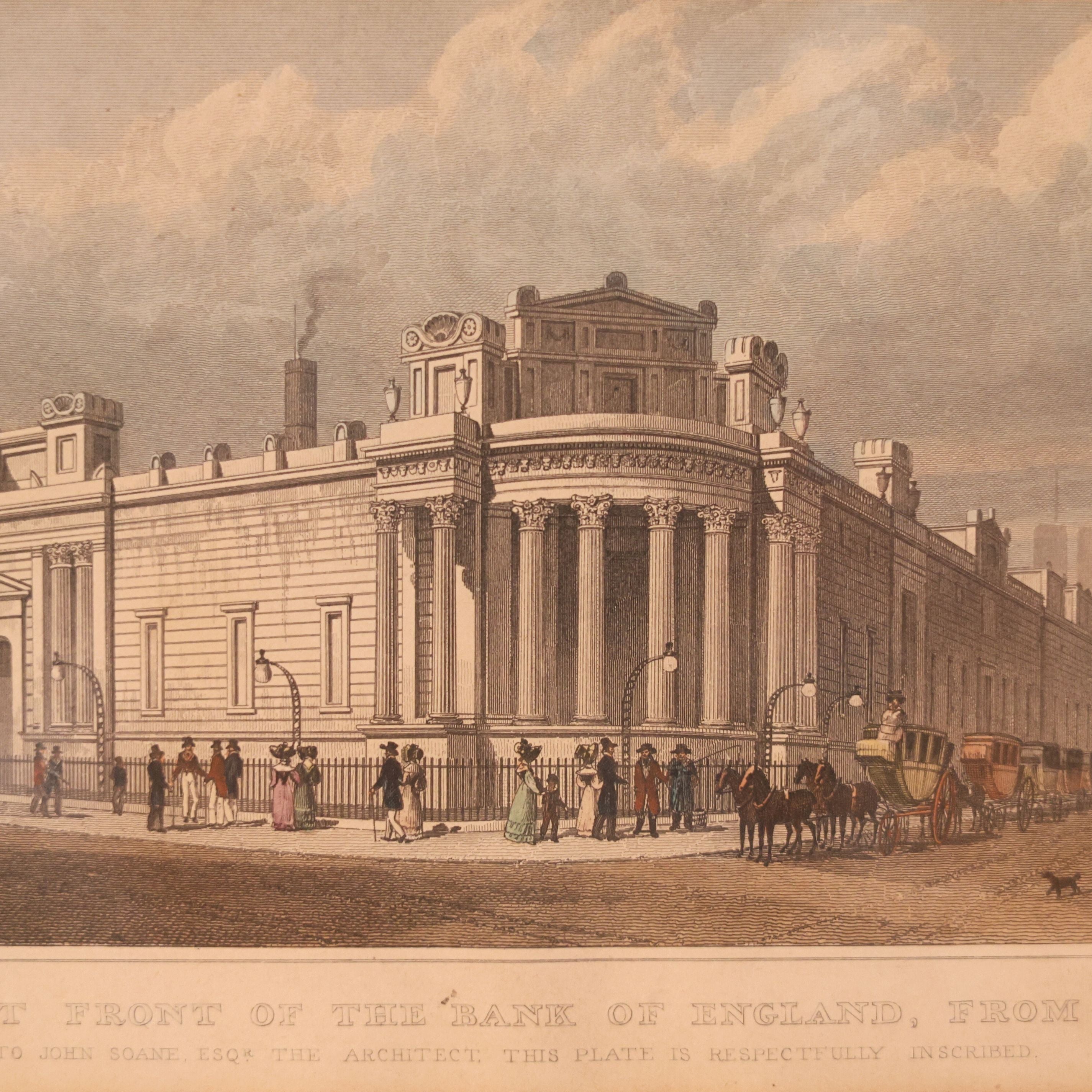 c. 1828 Hand-Colored Engraving — Bank of England