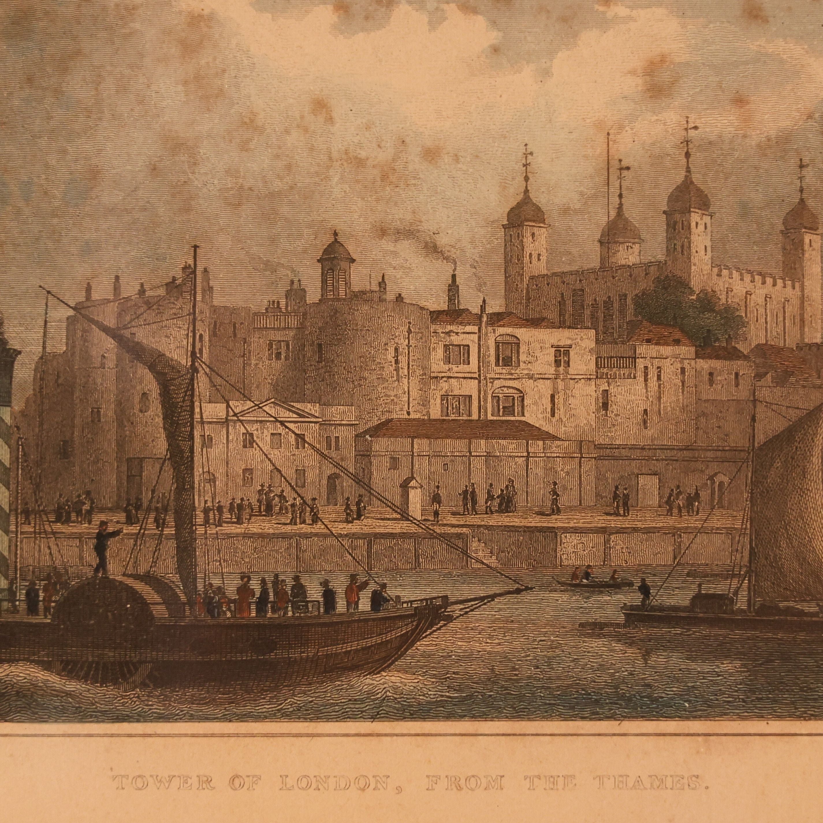 c. 1830 Hand-Colored Engraving — Tower of London