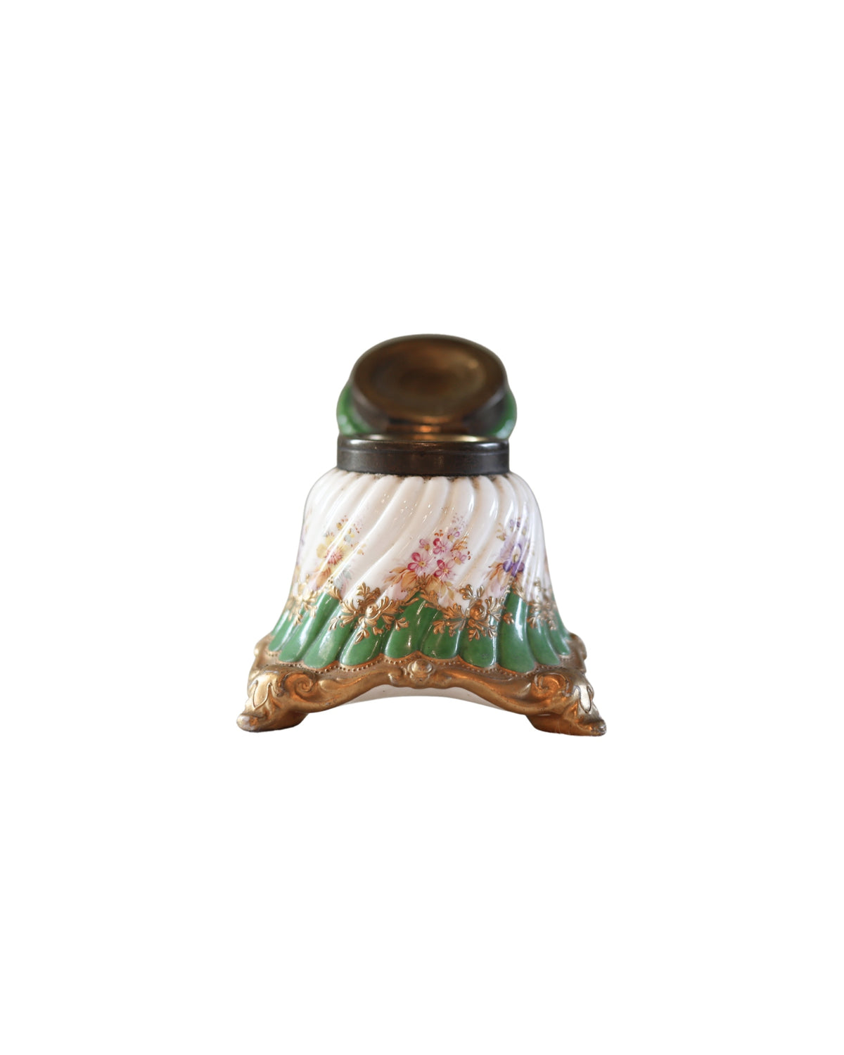 Hand-Painted Dresden Porcelain Inkwell-3
