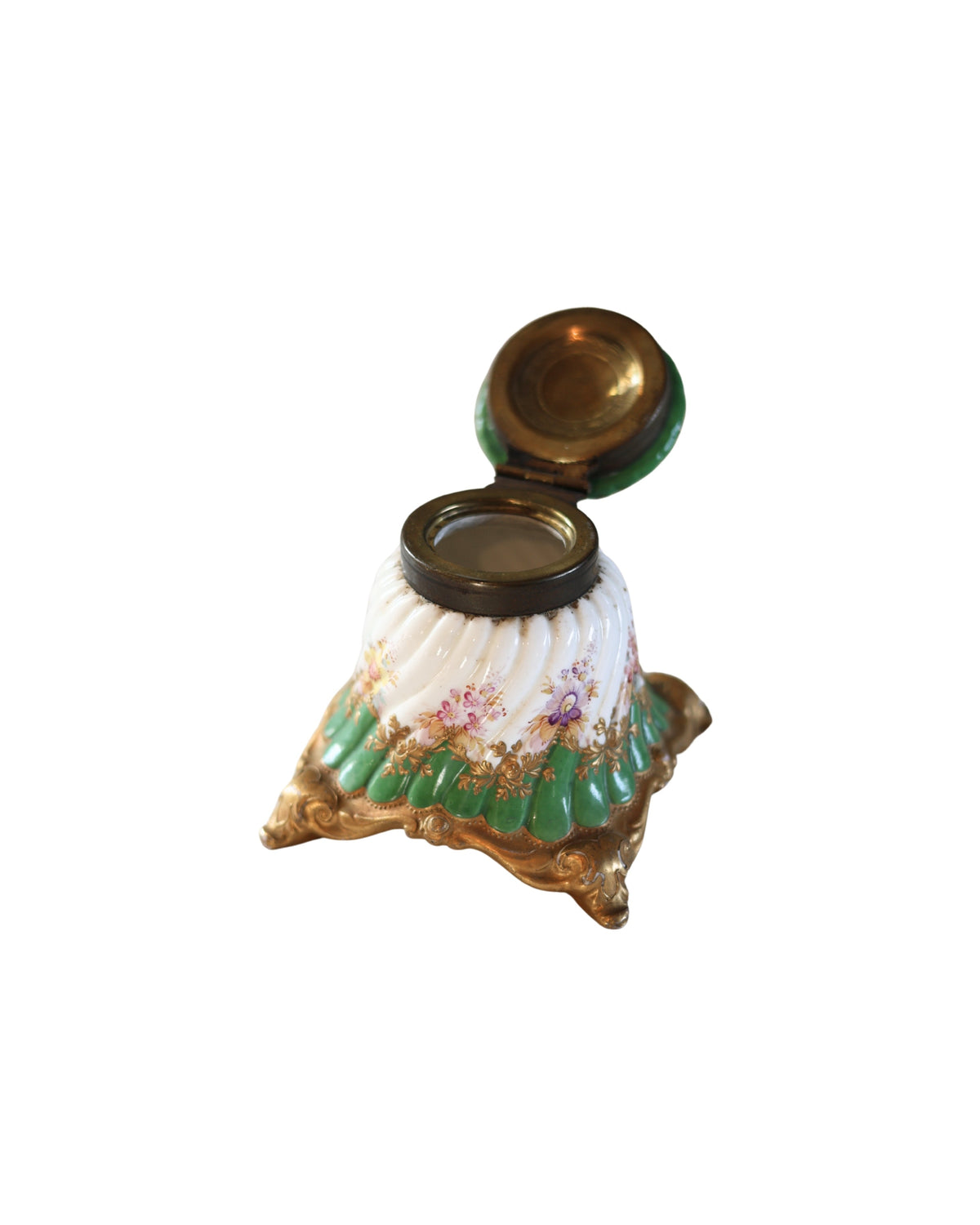 Hand-Painted Dresden Porcelain Inkwell-2