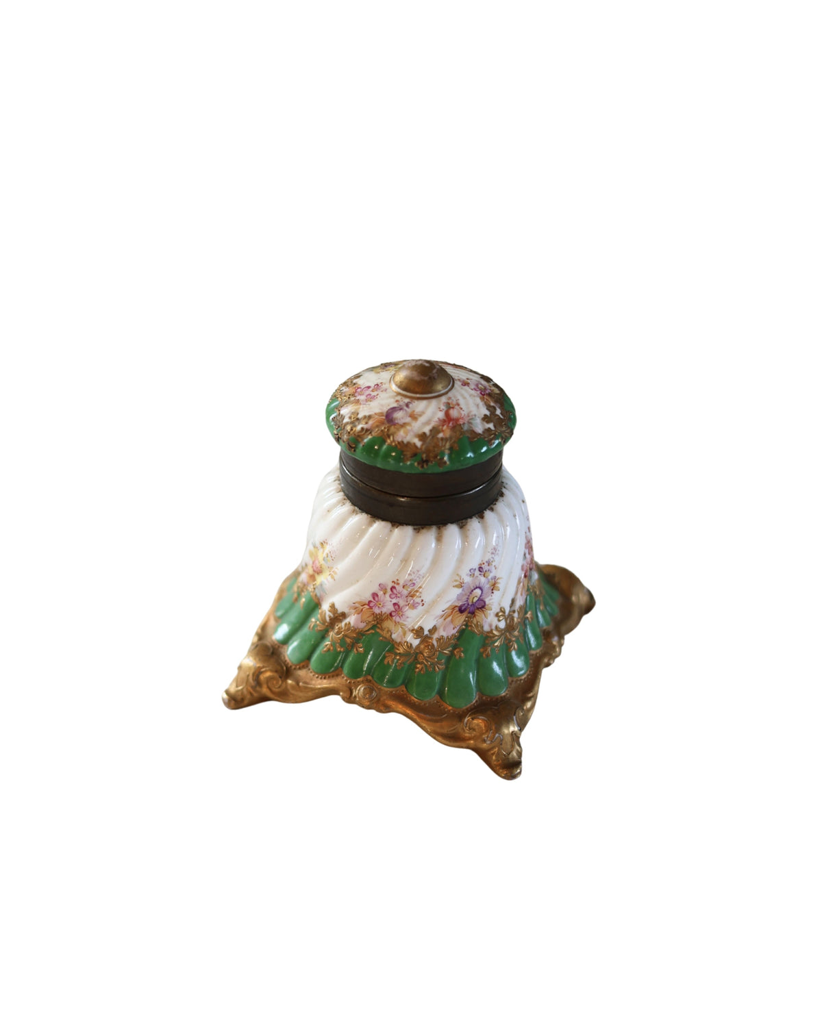Hand-Painted Dresden Porcelain Inkwell-4