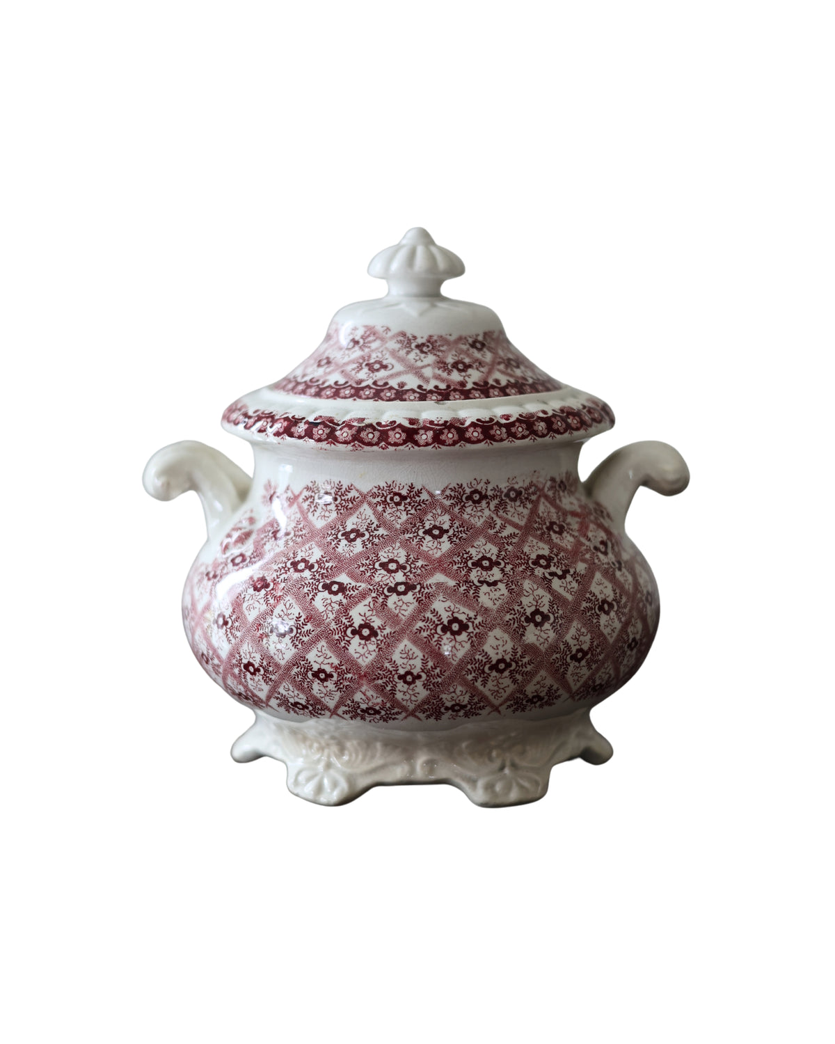 Floral Lattice Covered Sugar Pot