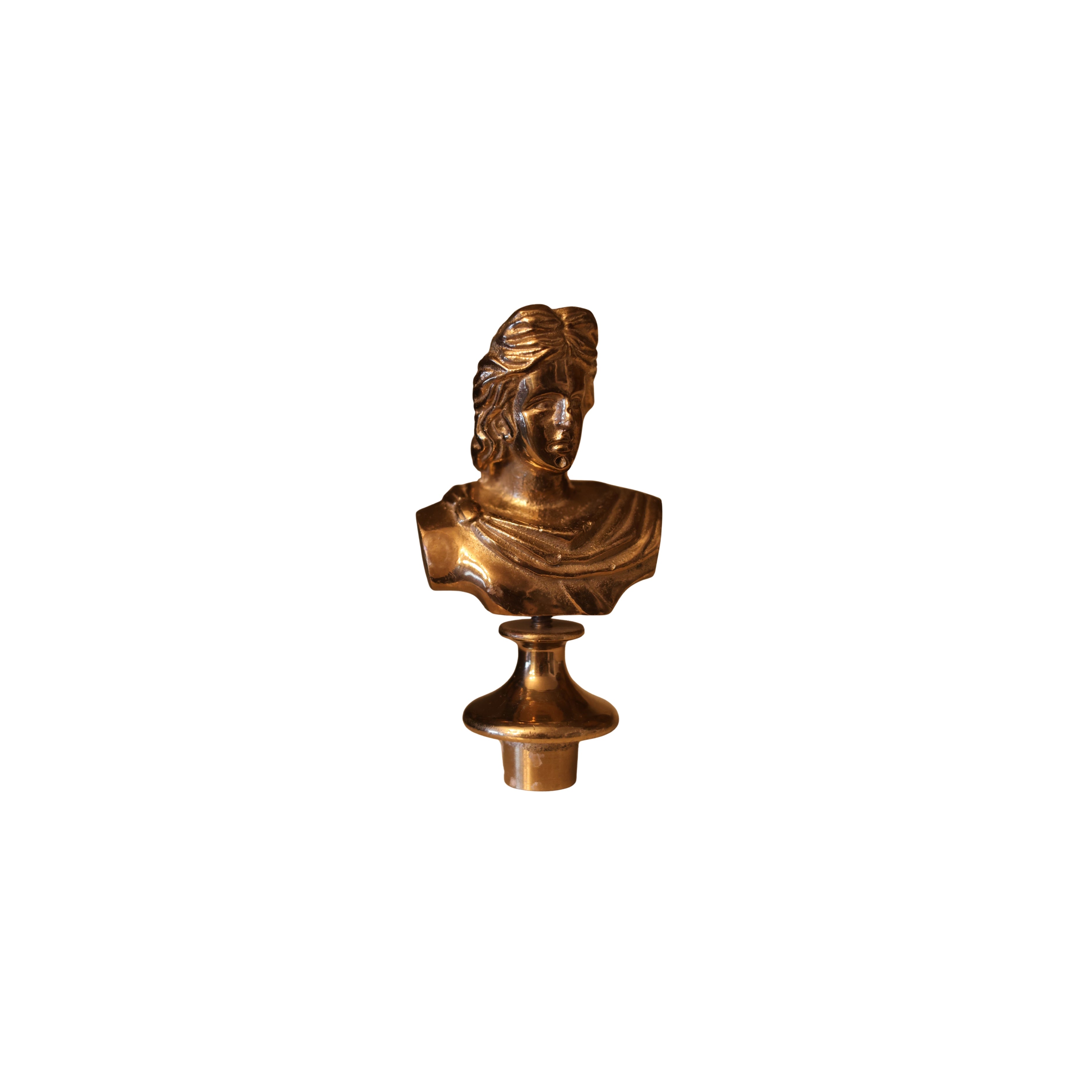 Brass Bust Finial of Apollo