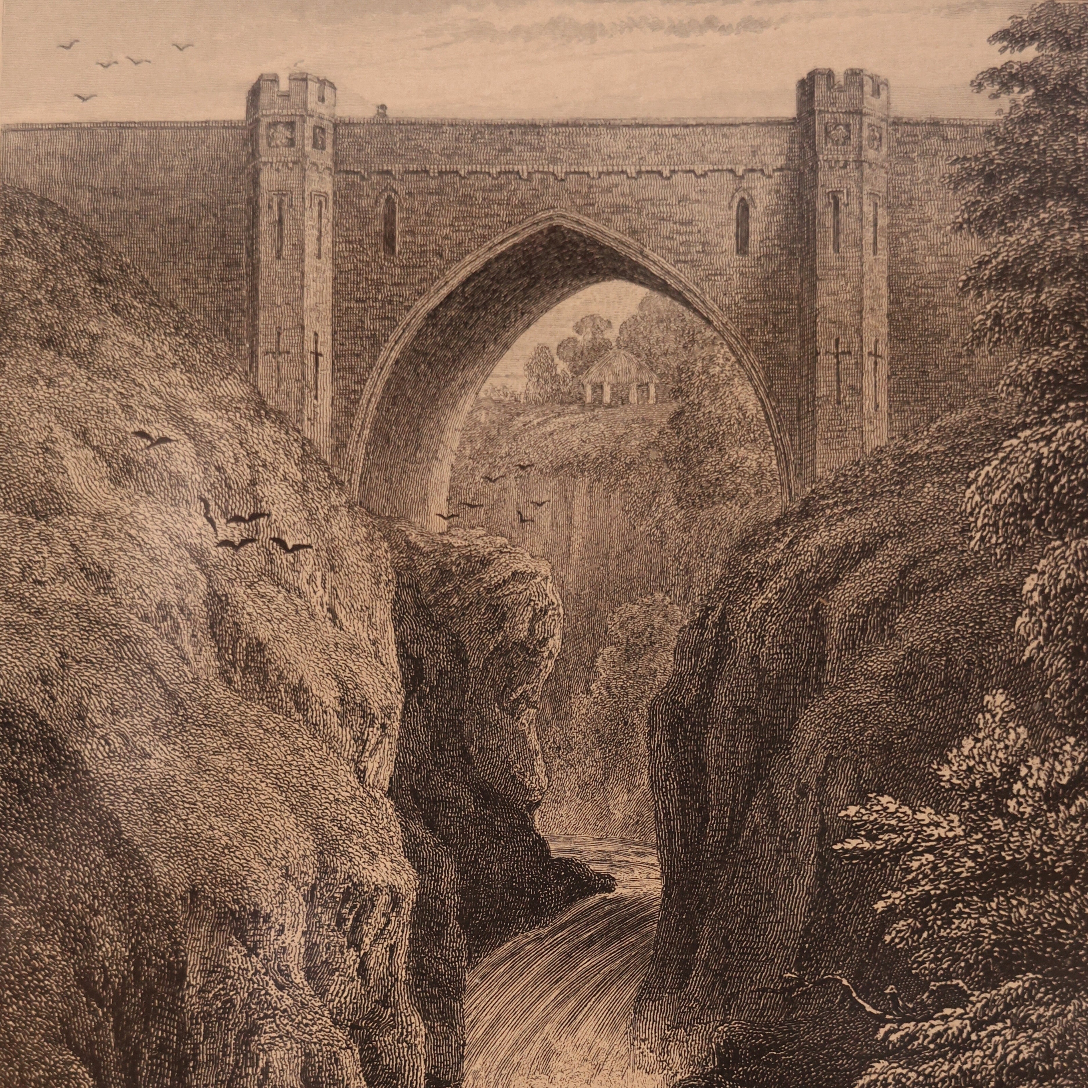 19th c. Irish Engraving – Poul-a-Phuca Waterfall, Co. Wicklow