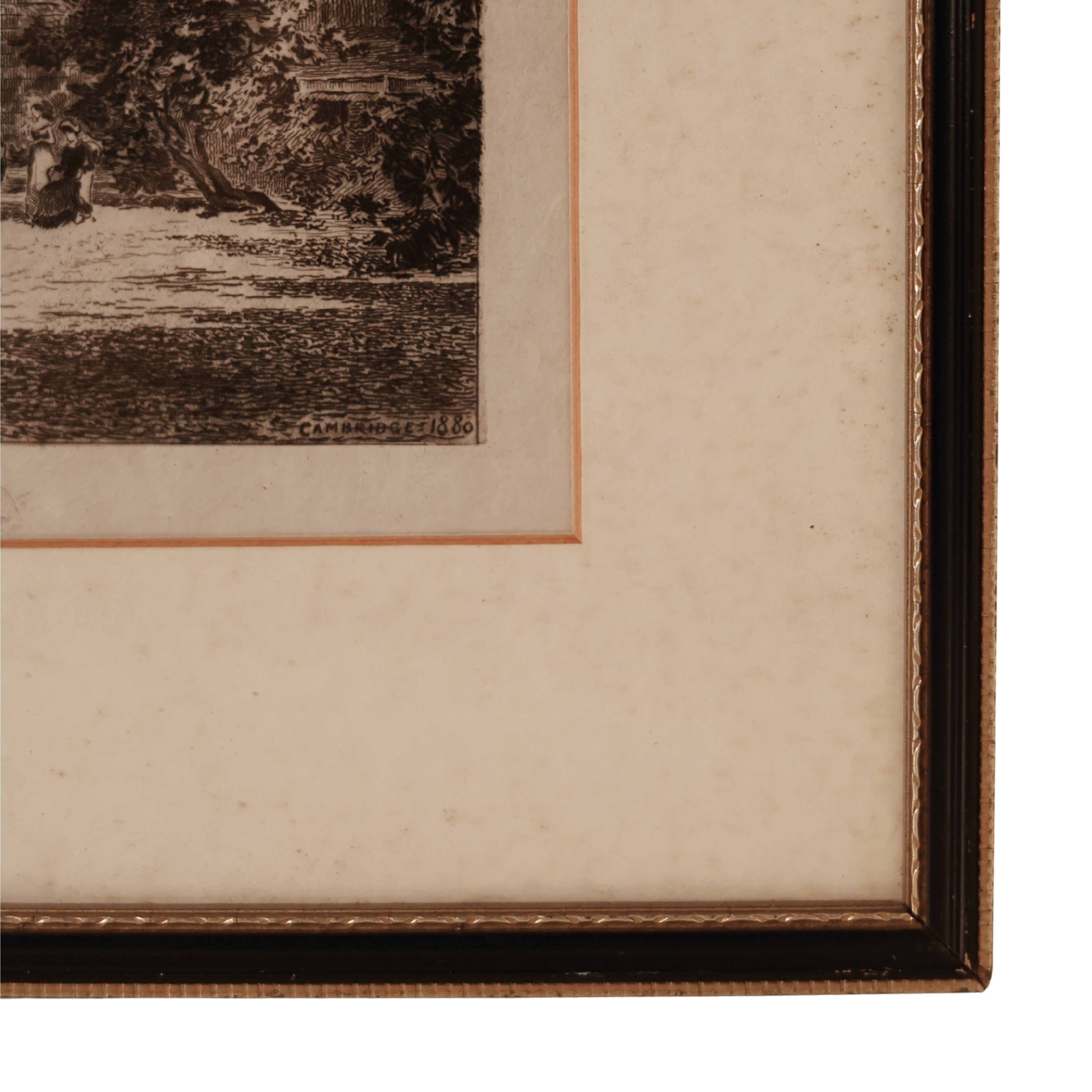 c. 1880 Cambridge Architectural Etching by Henri Toussaint
