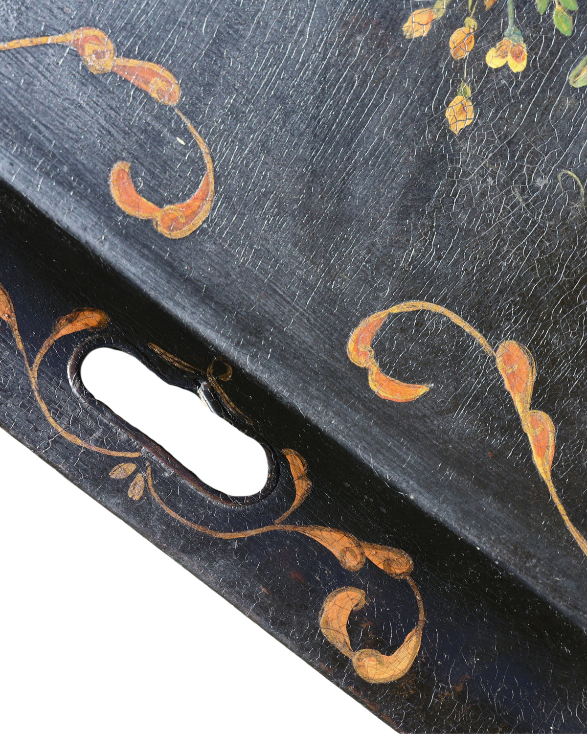 Hand-Painted Floral Toleware Serving Tray-5
