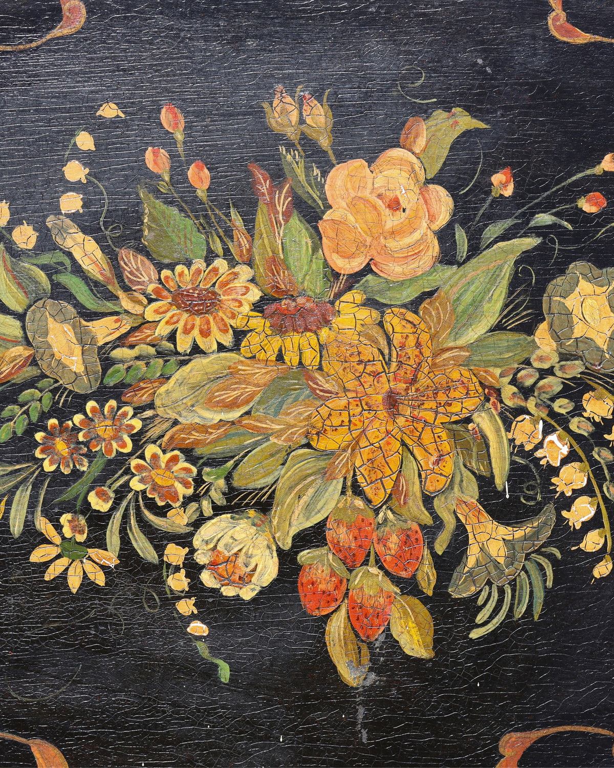 Hand-Painted Floral Toleware Serving Tray-4