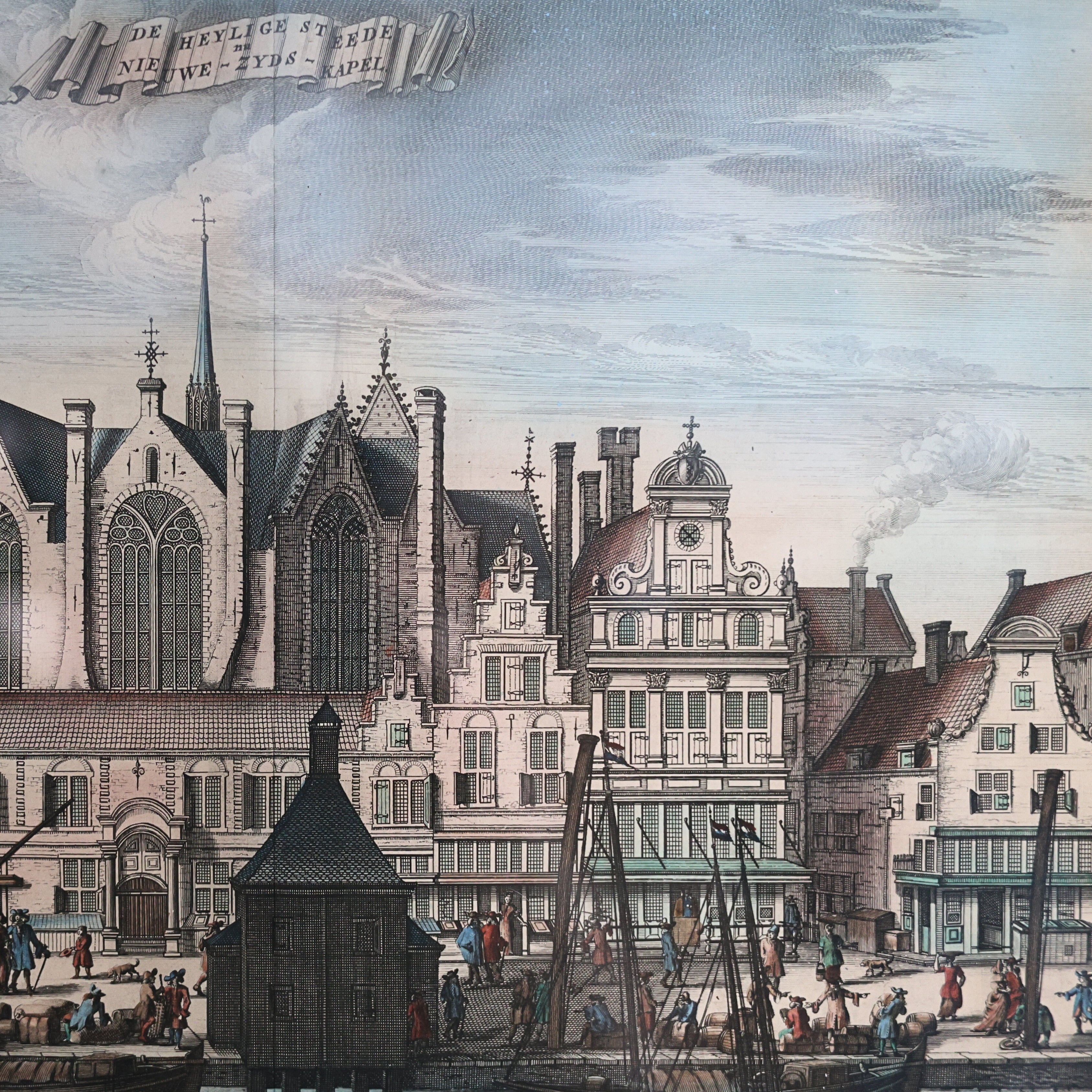 18th c. Caspar Commelin Amsterdam Engraving – "De Heylige Stede / Nieuwezijds Kapel"
