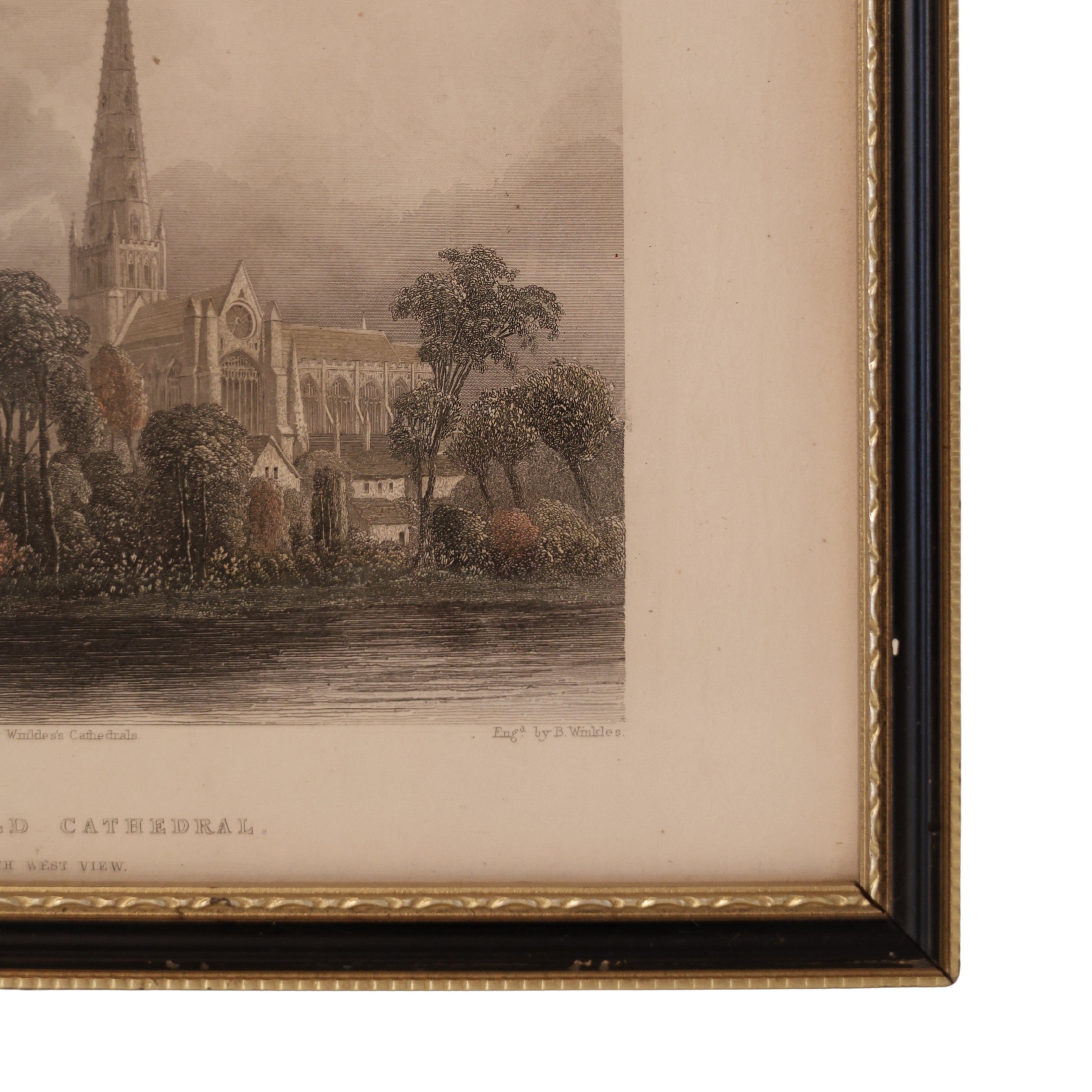 19th c. Steel Engraving of Lichfield Cathedral, South West View