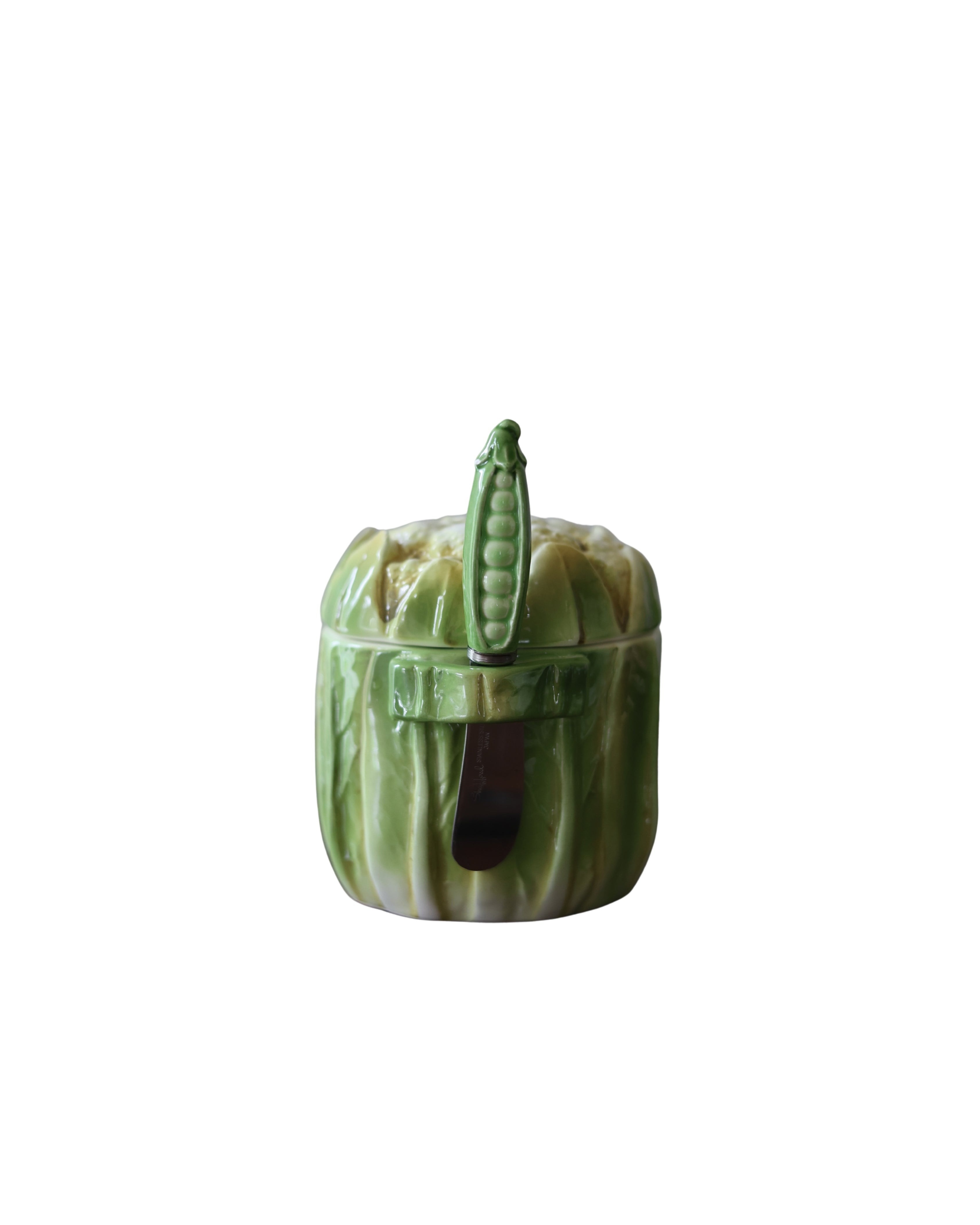 Cauliflower Condiment Jar with Pea Pod Spoon-2