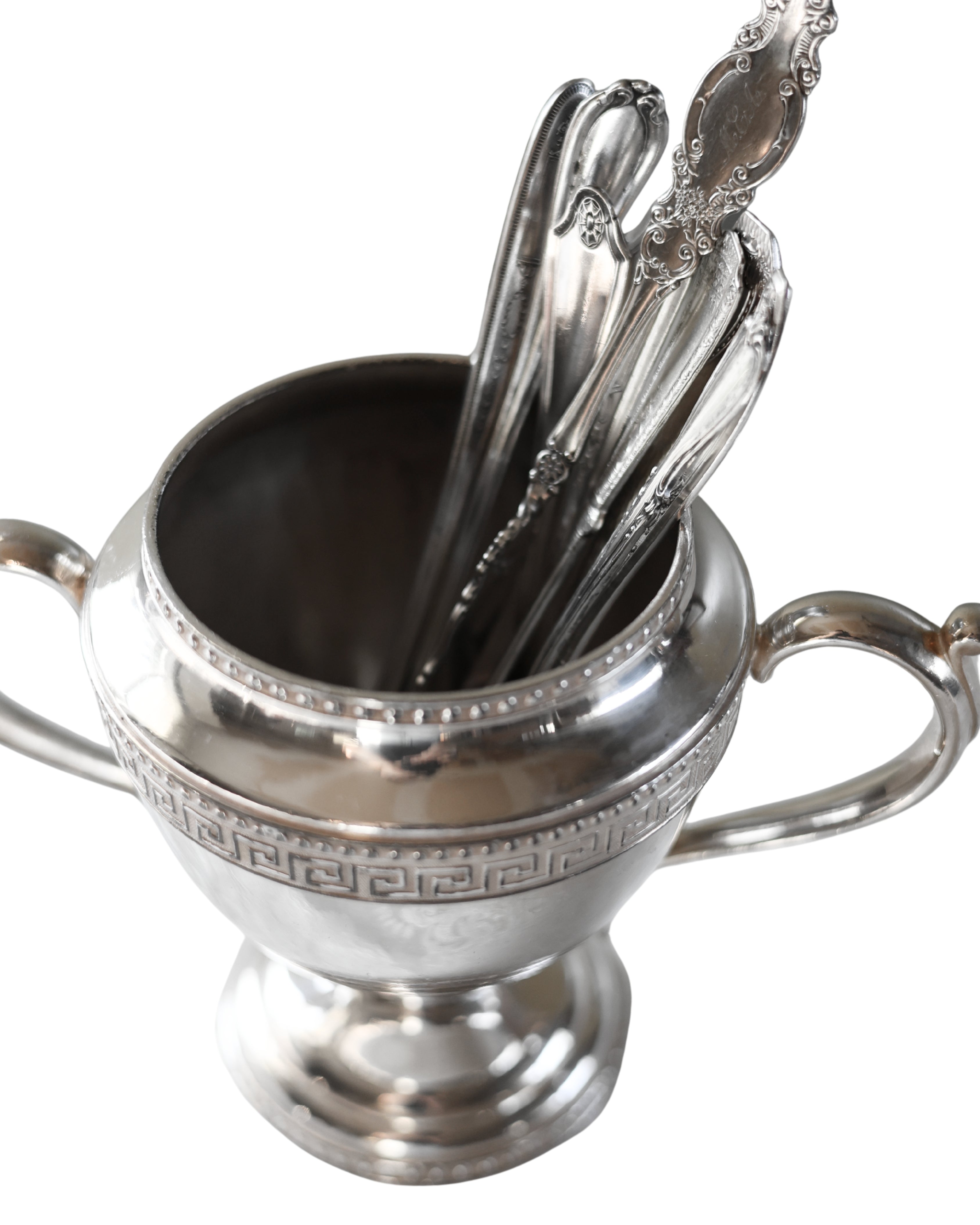 Meriden Neoclassical Greek Key Sugar Bowl-3