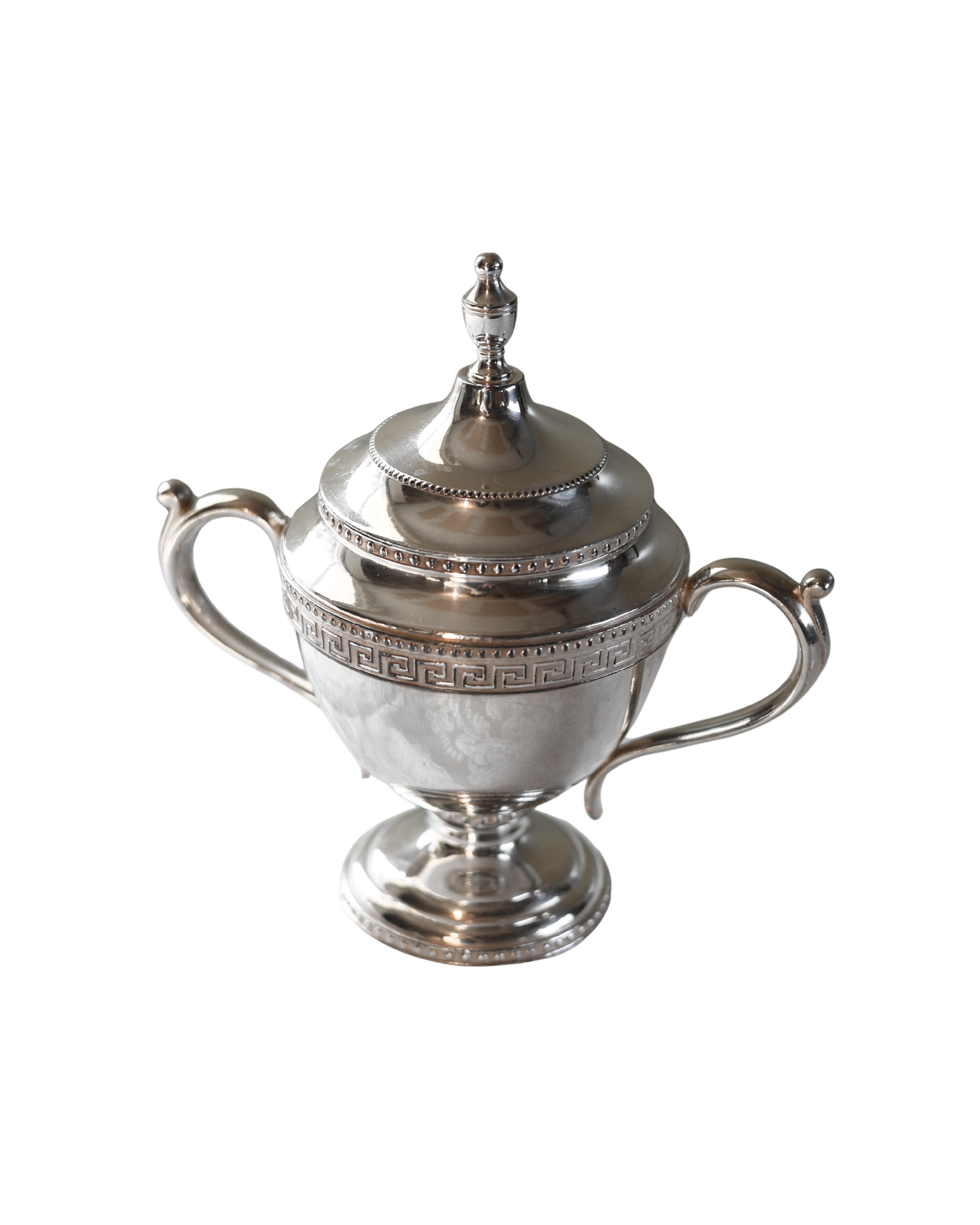 Meriden Neoclassical Greek Key Sugar Bowl-4