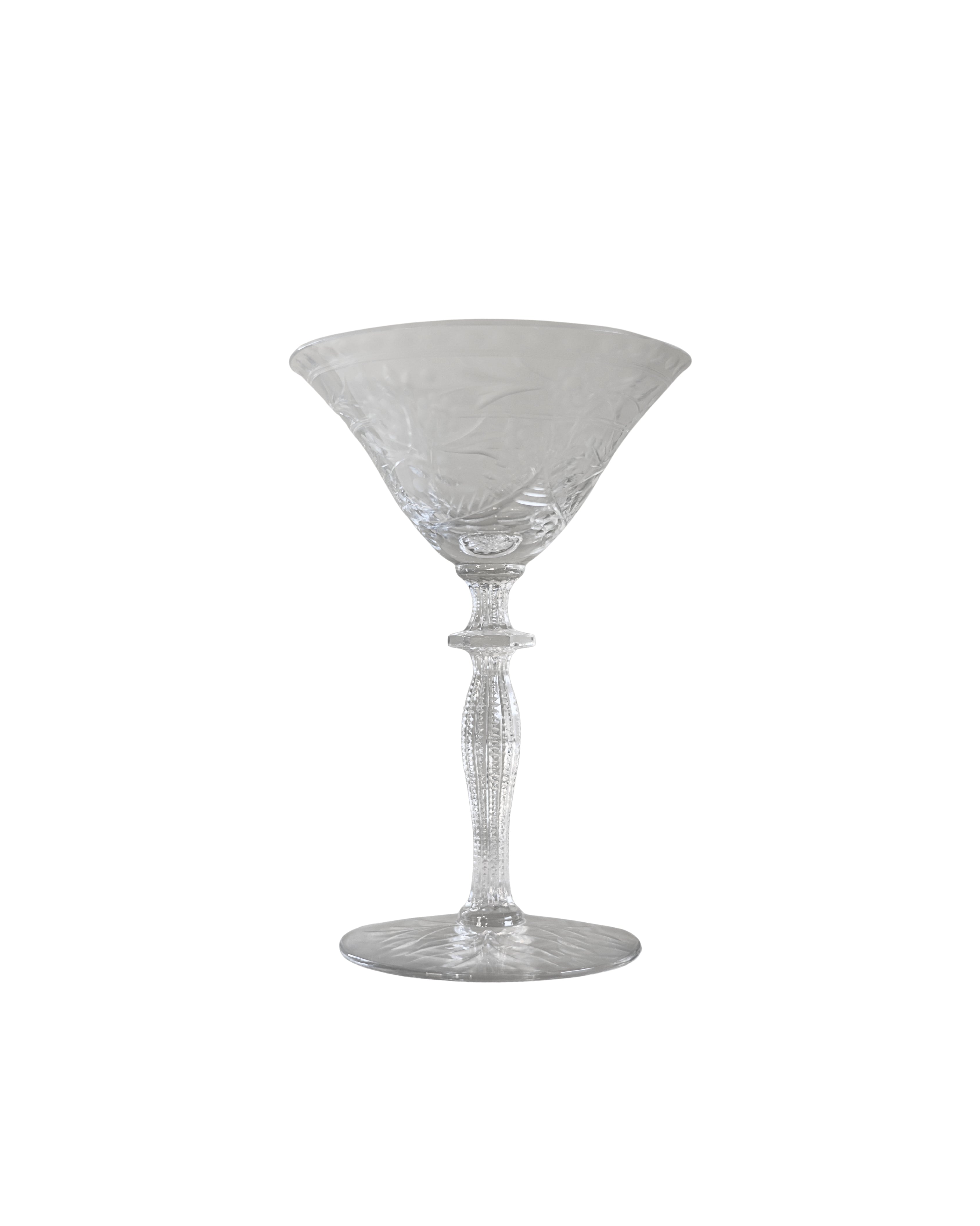 Morgantown Cut Floral Martini Glasses-1