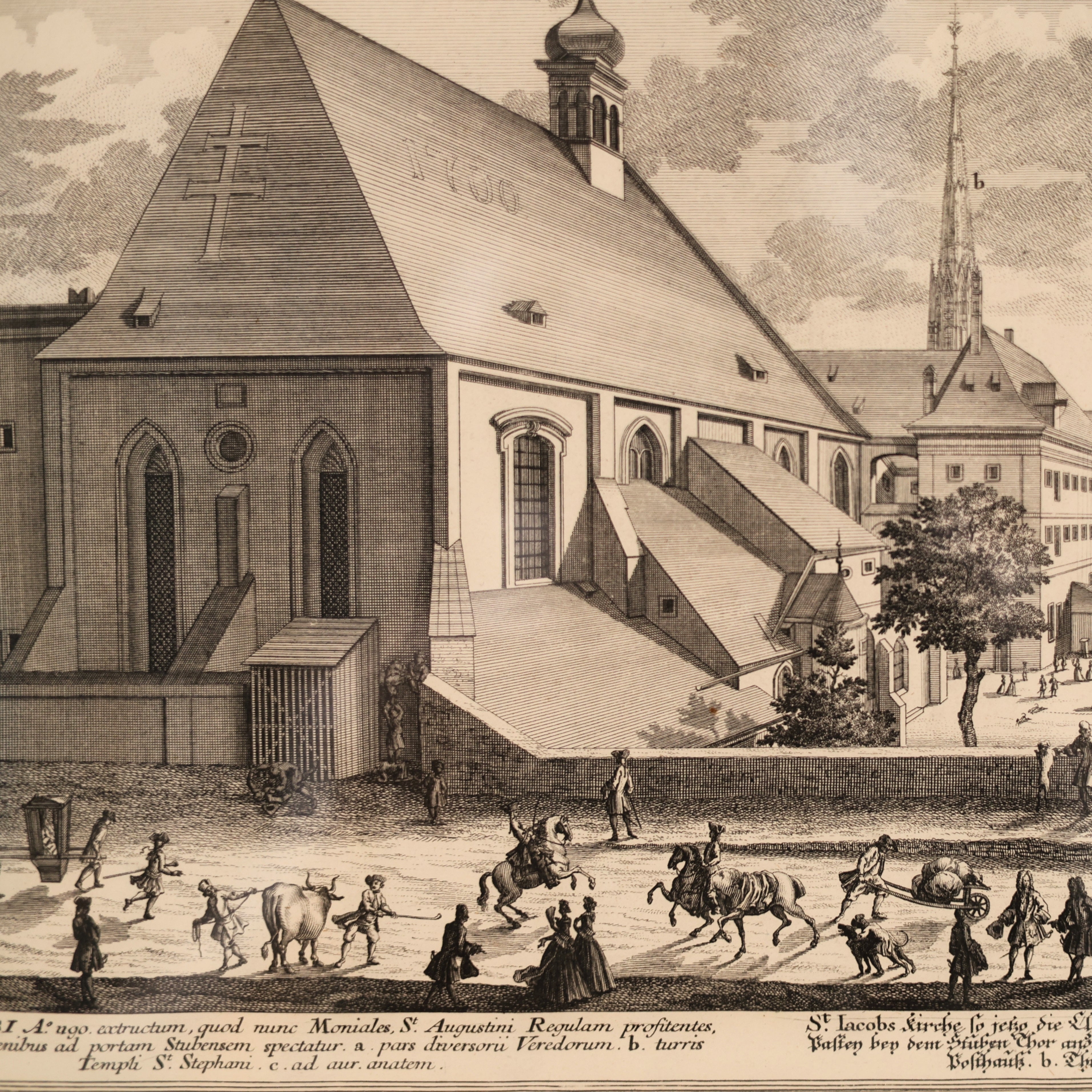 18th c. Engraving St. Jacob’s Church, Vienna