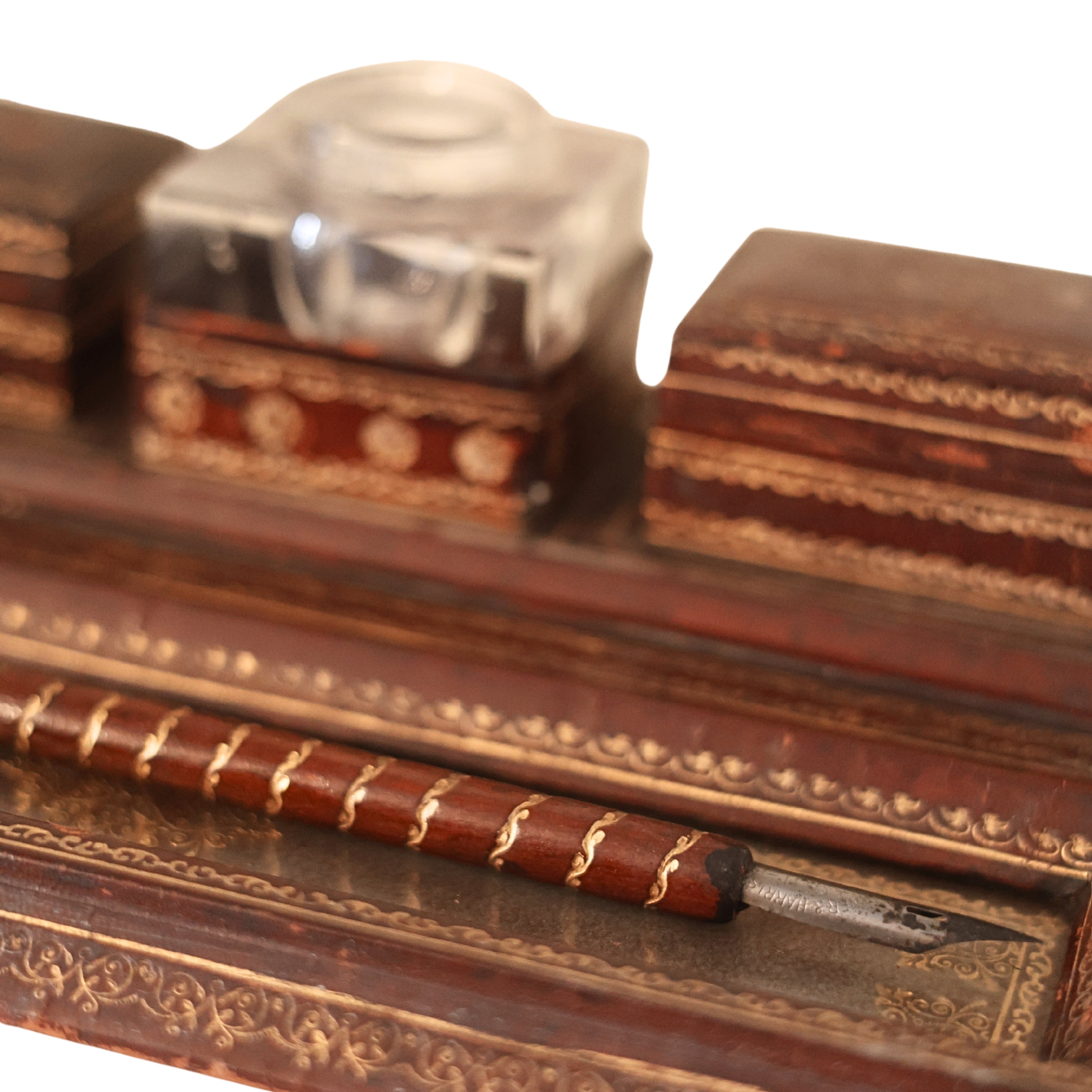 Italian Tooled Leather Desk Set