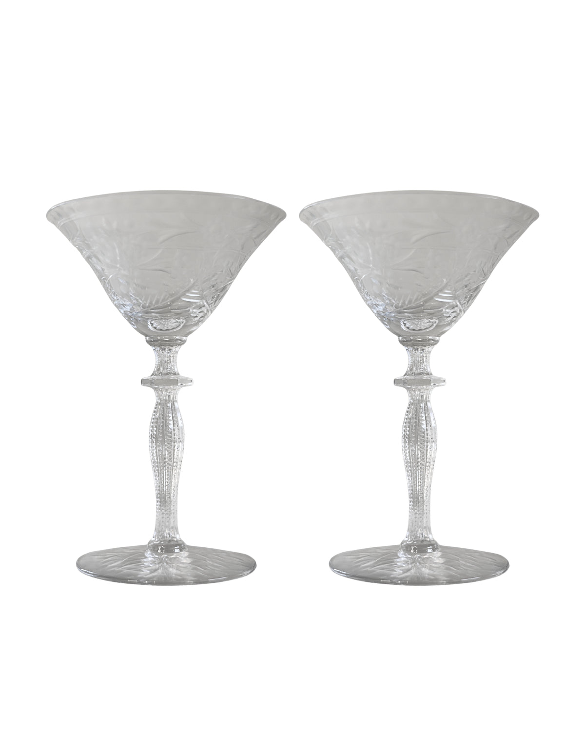 Morgantown Cut Floral Martini Glasses-2
