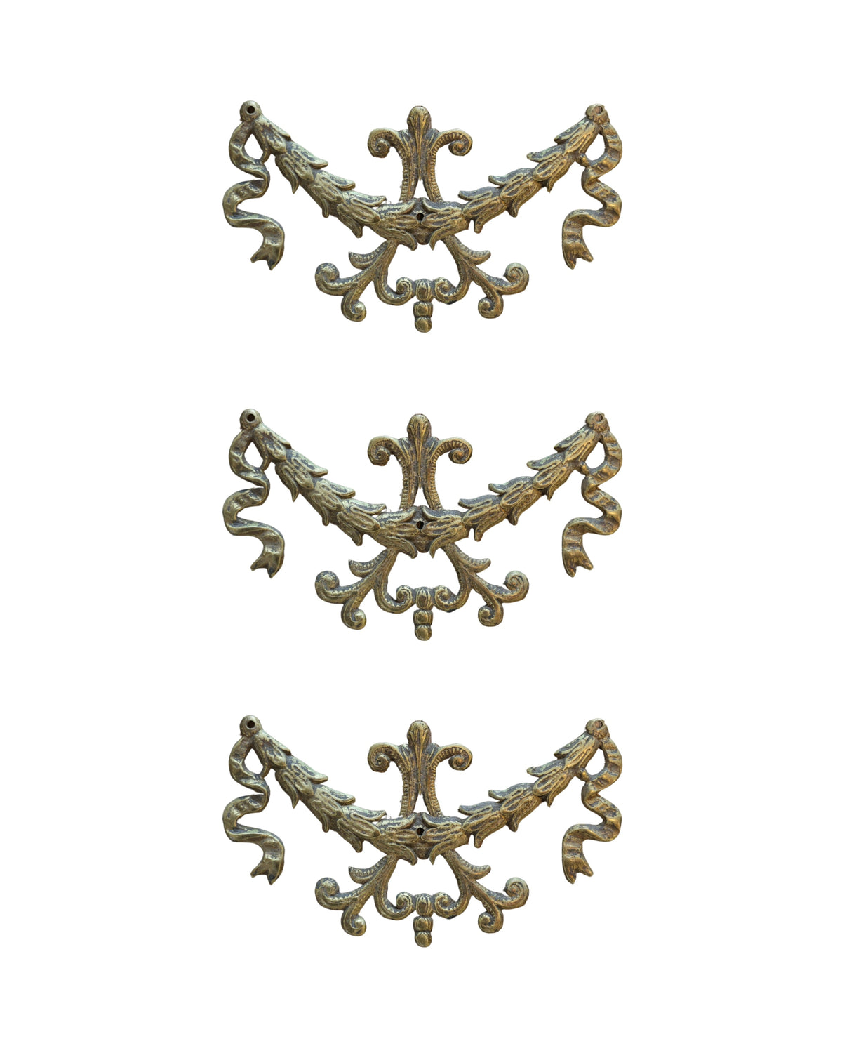 Brass Furniture Mounts with Fleur-de-Lis & Garlands