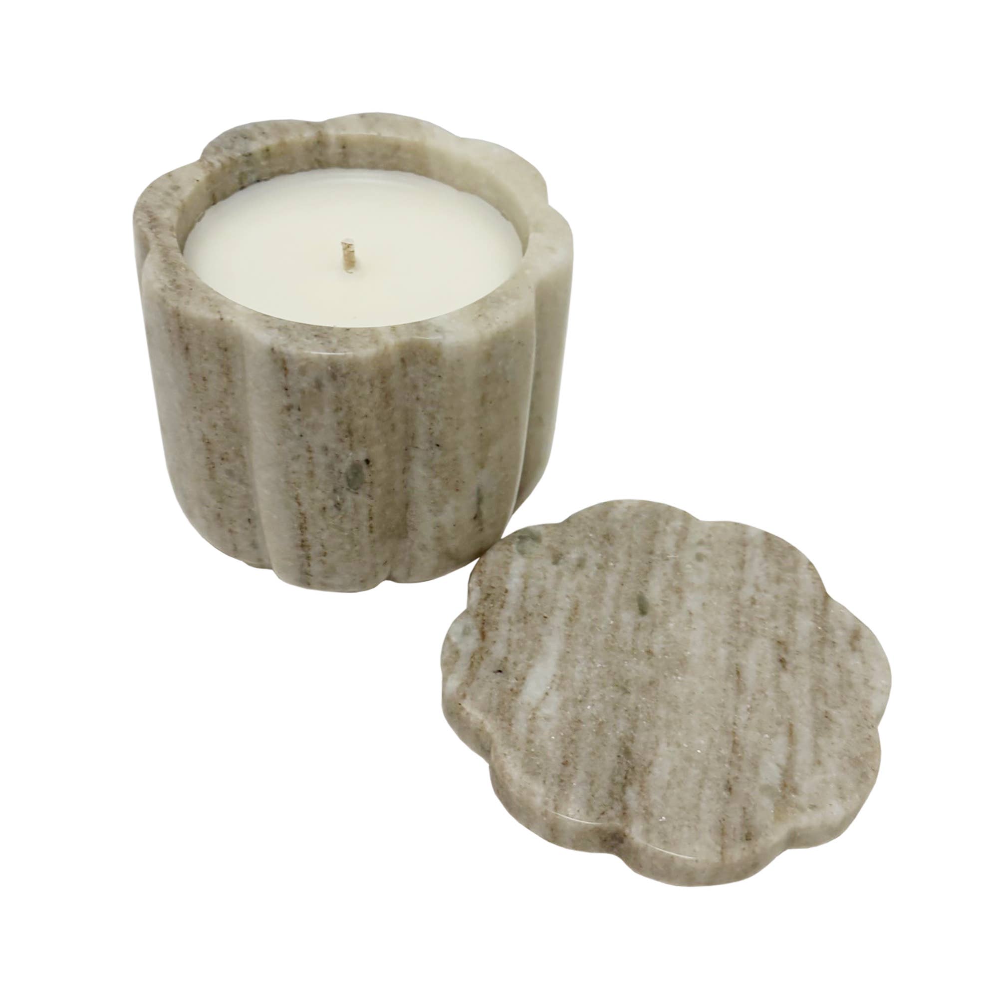 White Musk & Bamboo Marble Lidded Candle