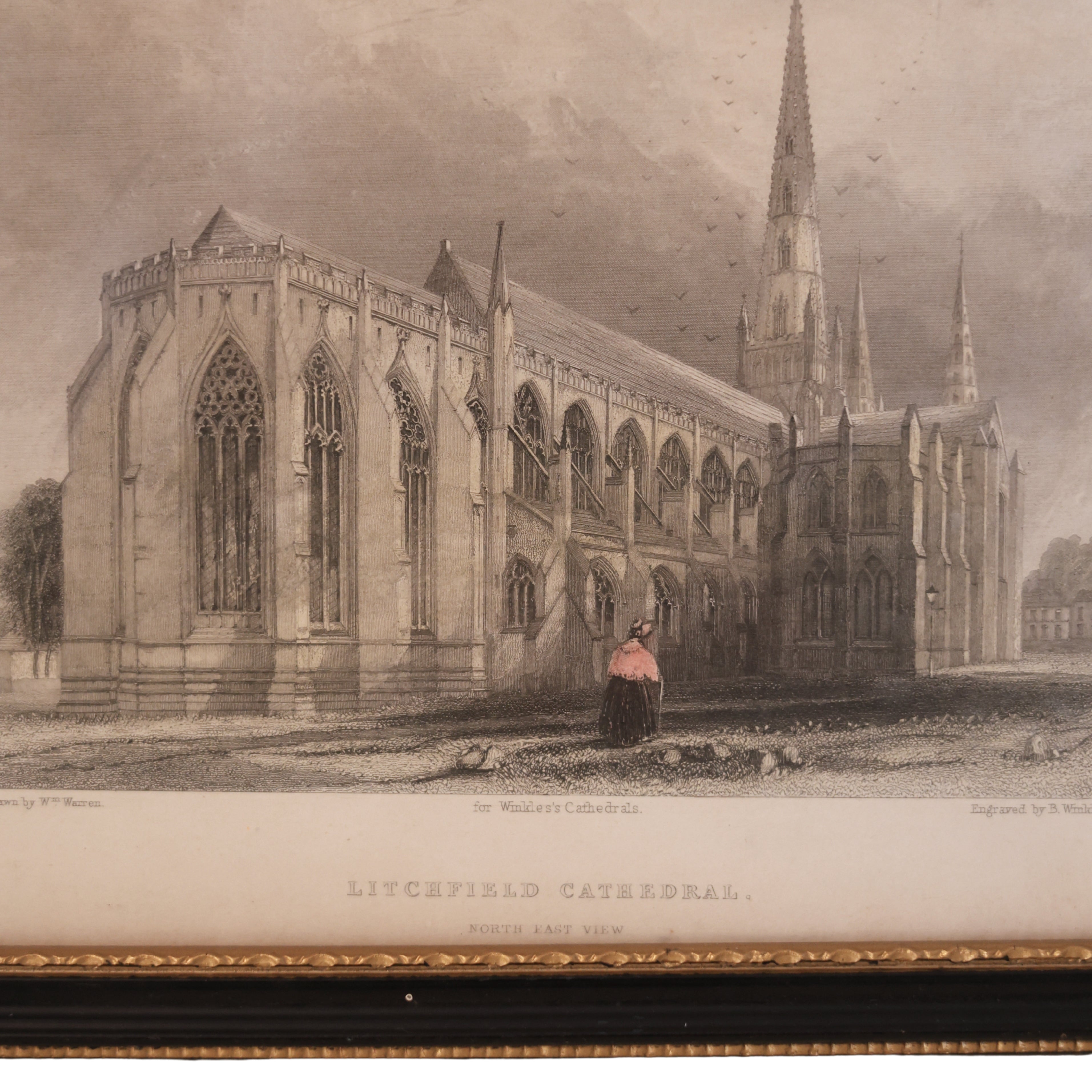 19th c. Steel Engraving of Lichfield Cathedral, North East View (Winkles’ Cathedrals)