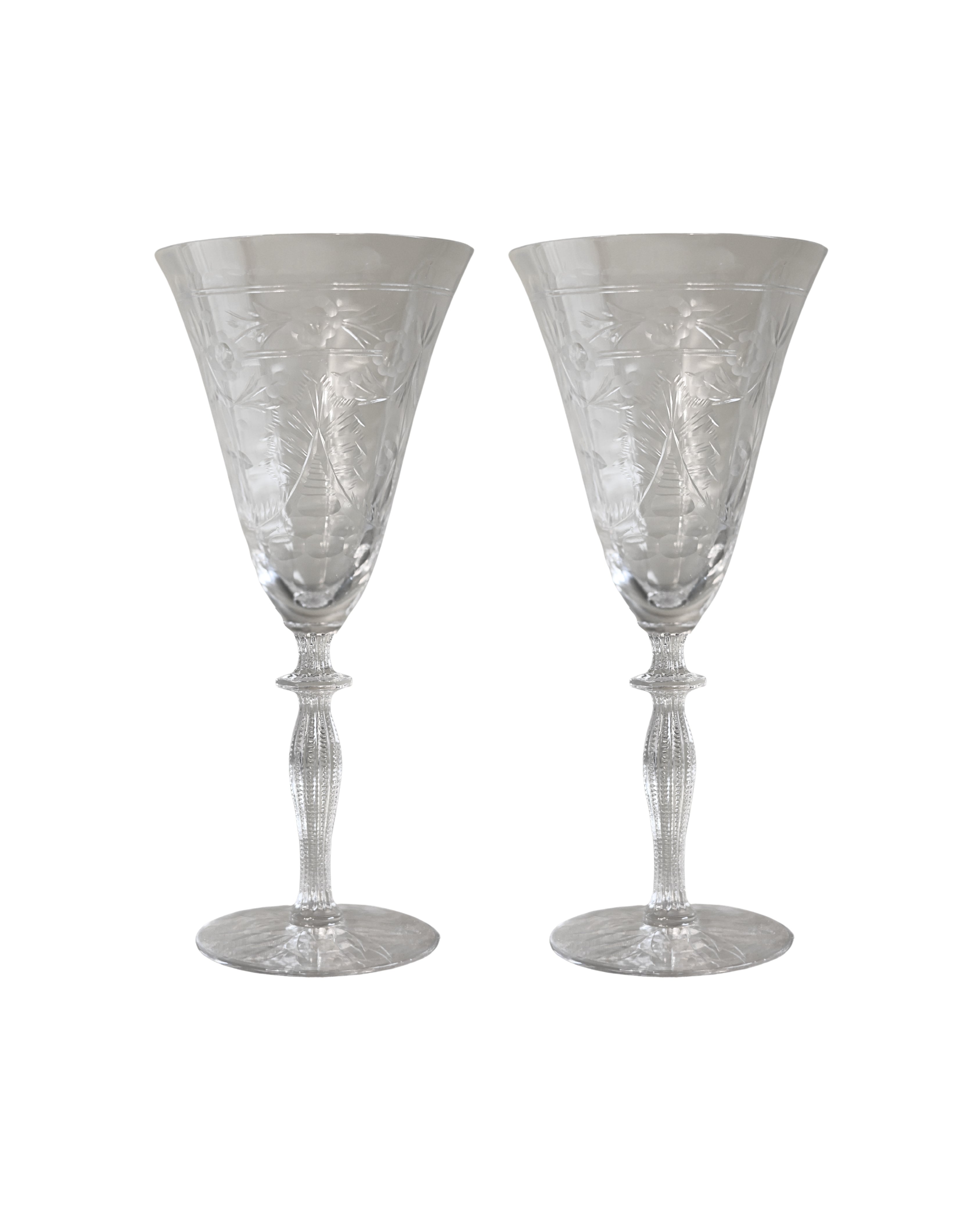 Morgantown Cut Floral Wine Glasses-2