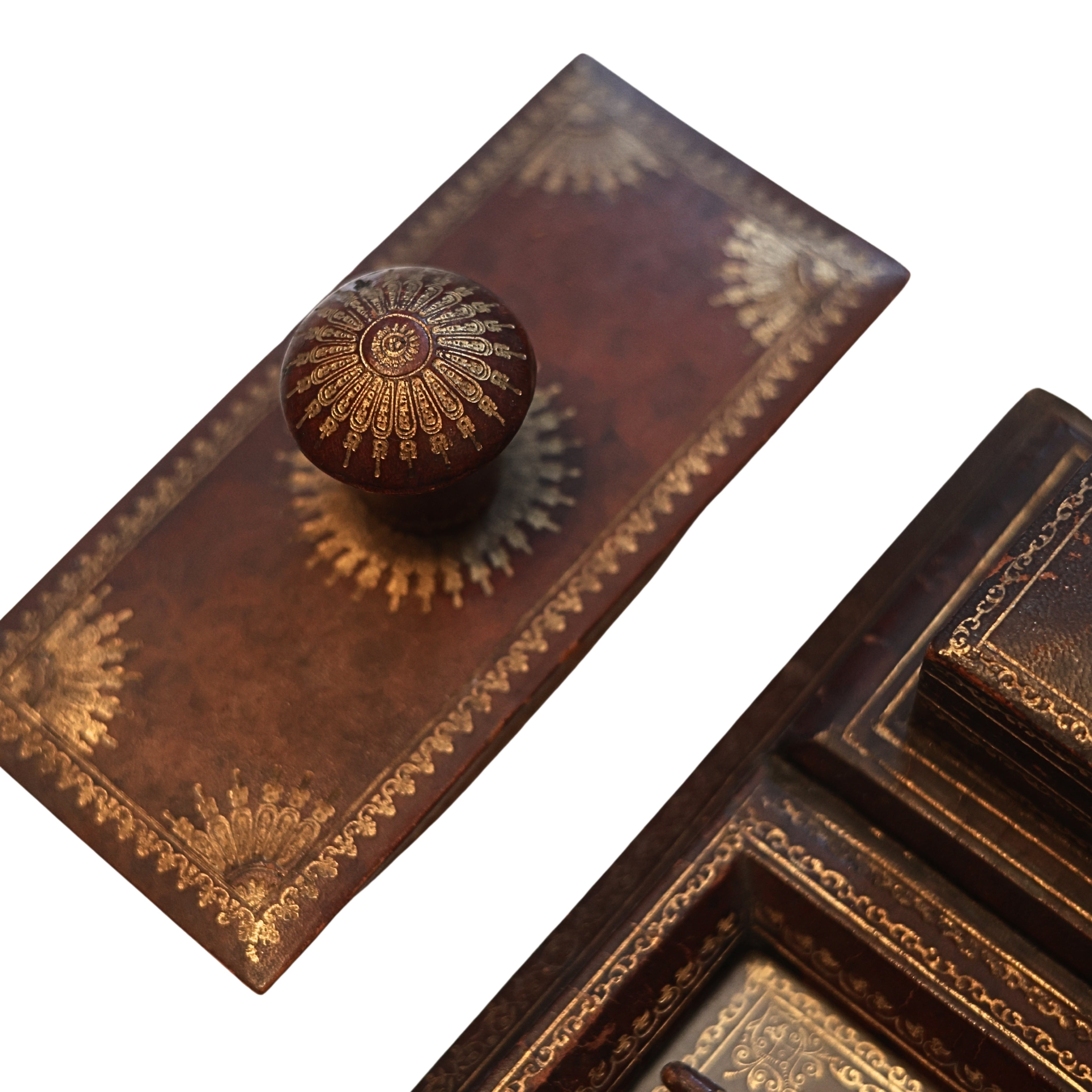 Italian Tooled Leather Desk Set