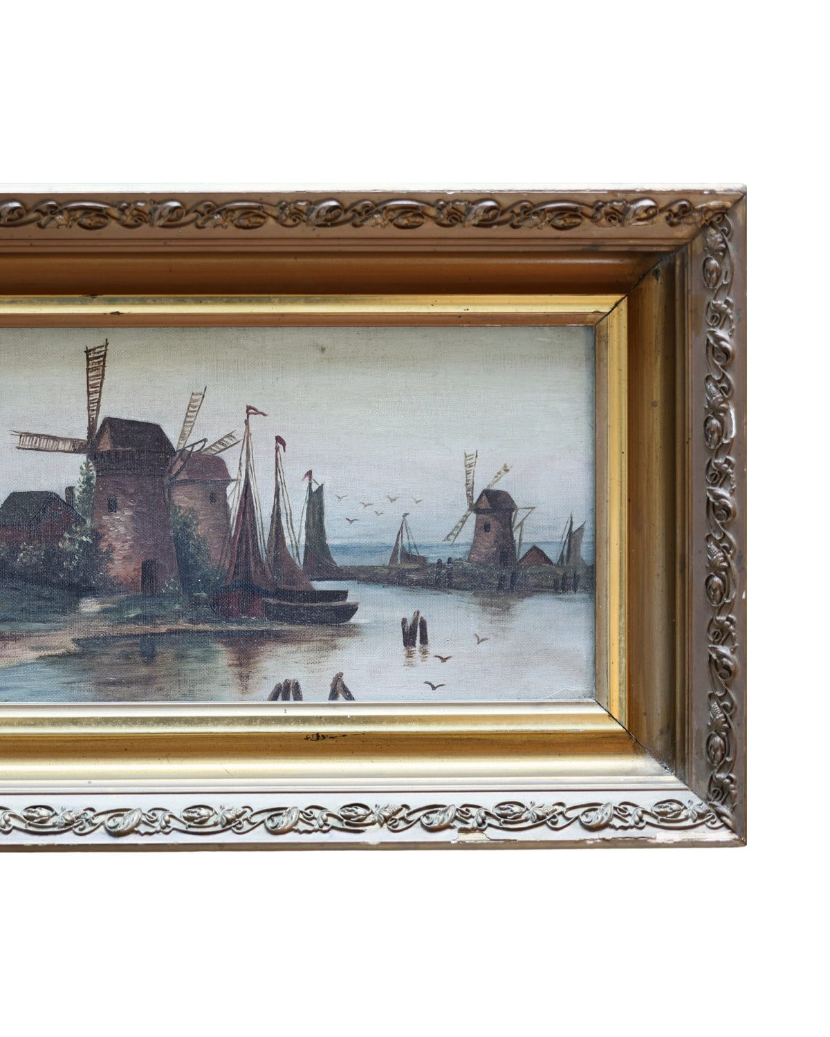 Dutch Canal Landscape with Windmills, Oil Painting-5