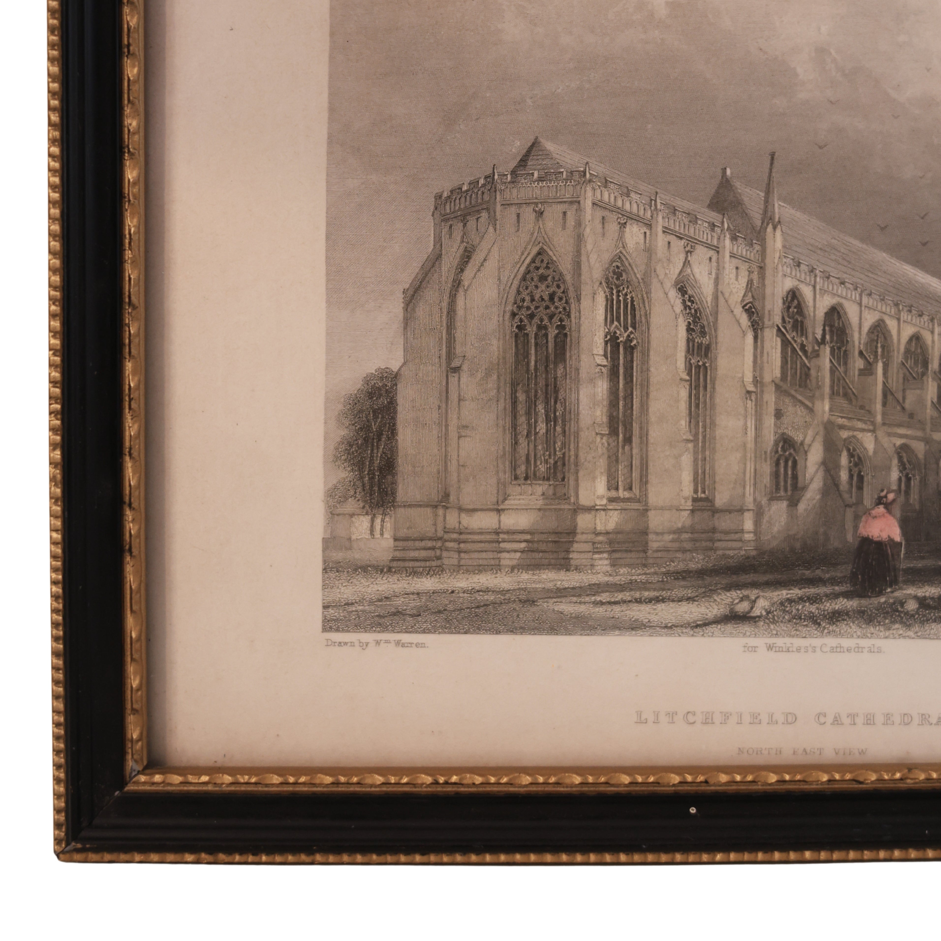 19th c. Steel Engraving of Lichfield Cathedral, North East View (Winkles’ Cathedrals)