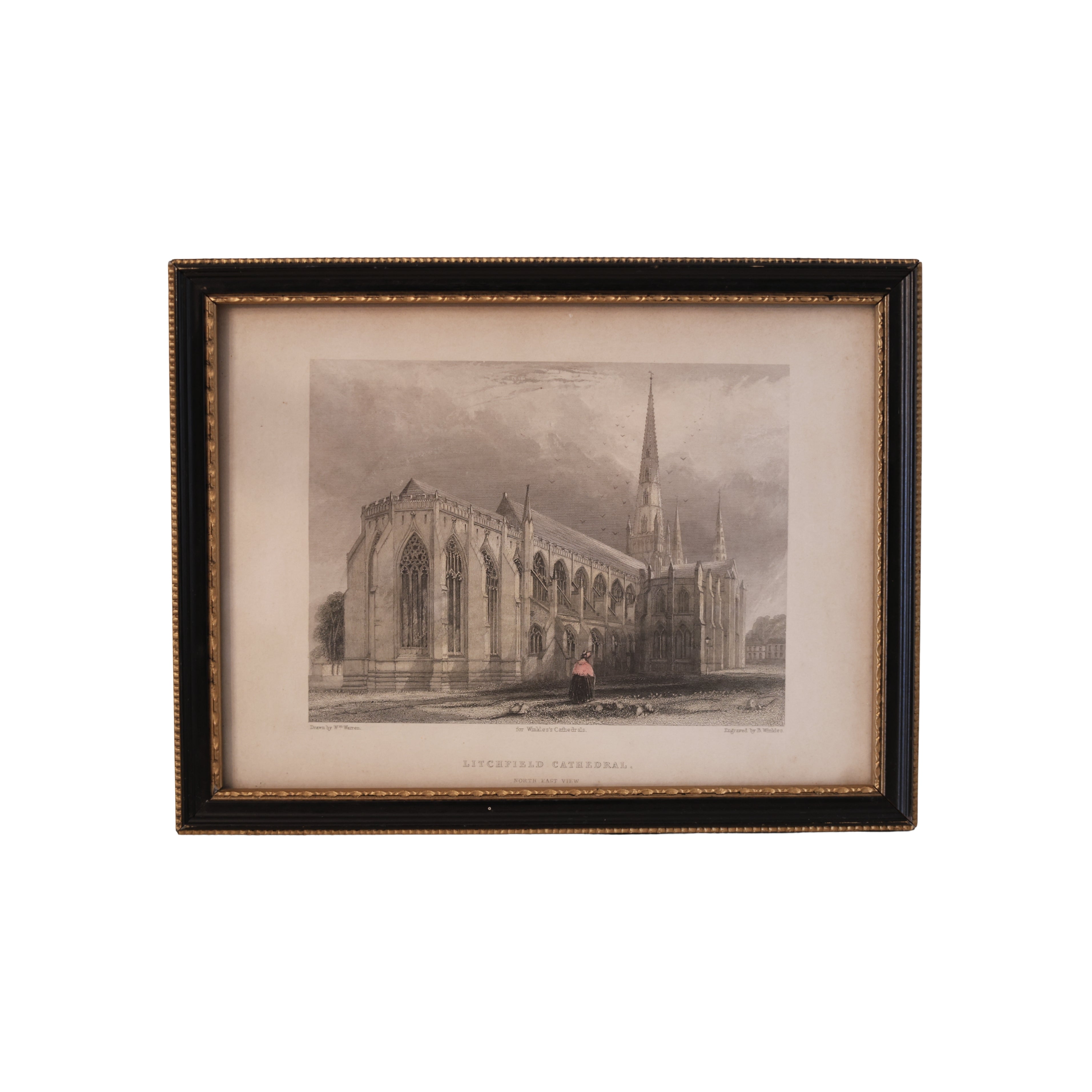 19th c. Steel Engraving of Lichfield Cathedral, North East View (Winkles’ Cathedrals)