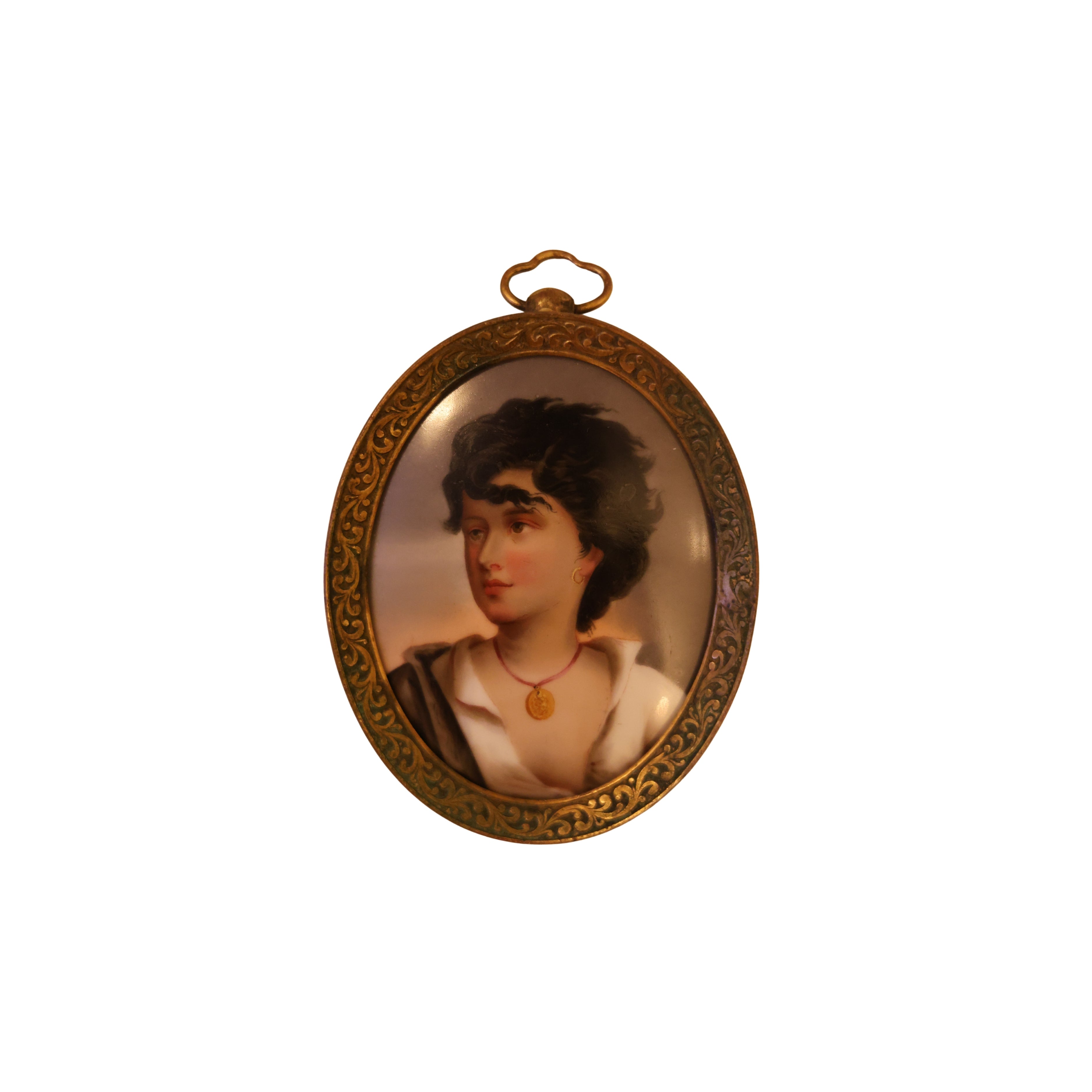 Hand-Painted Porcelain Medallion — “Junger Neapolitaner”