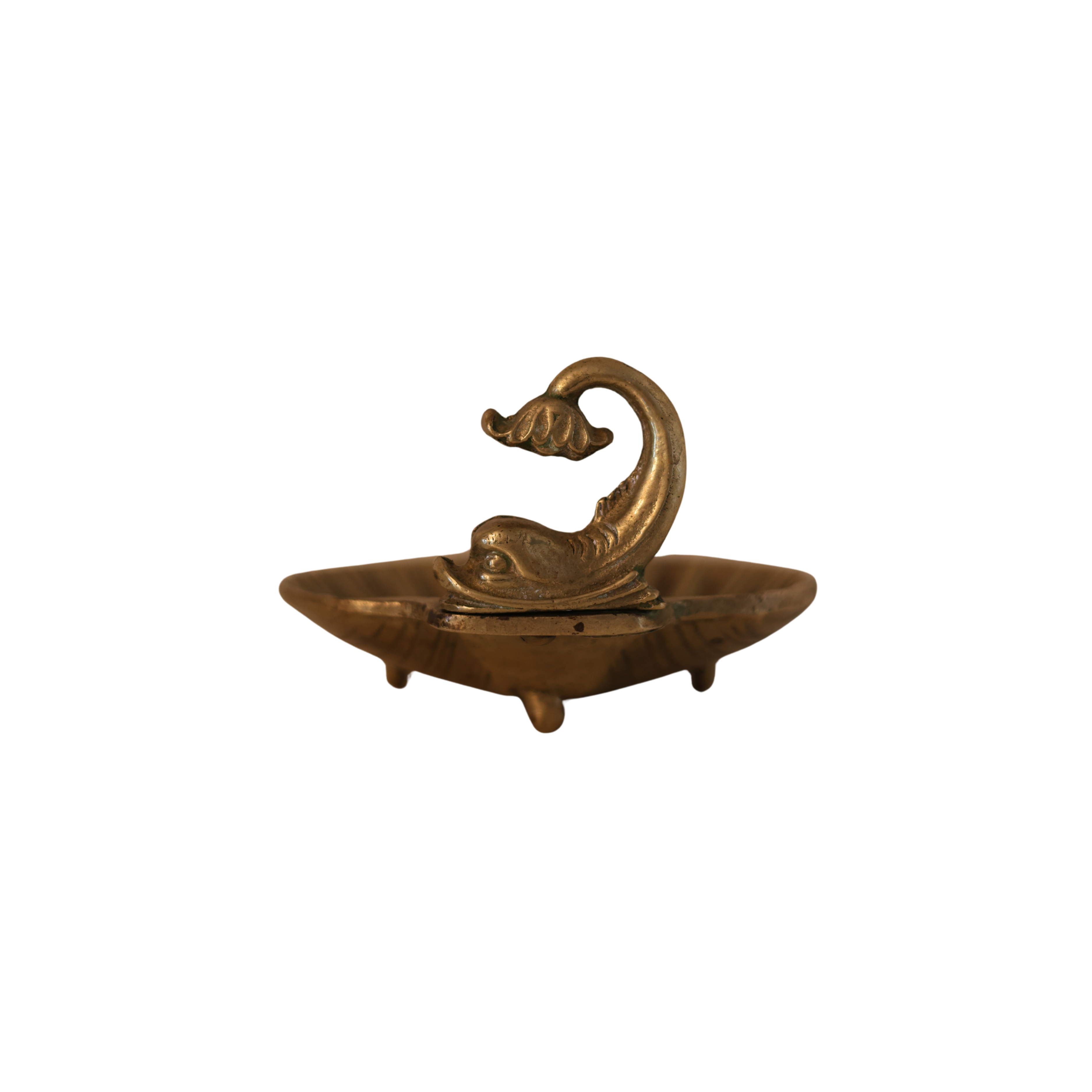 Figural Dolphin Brass Soap Dish