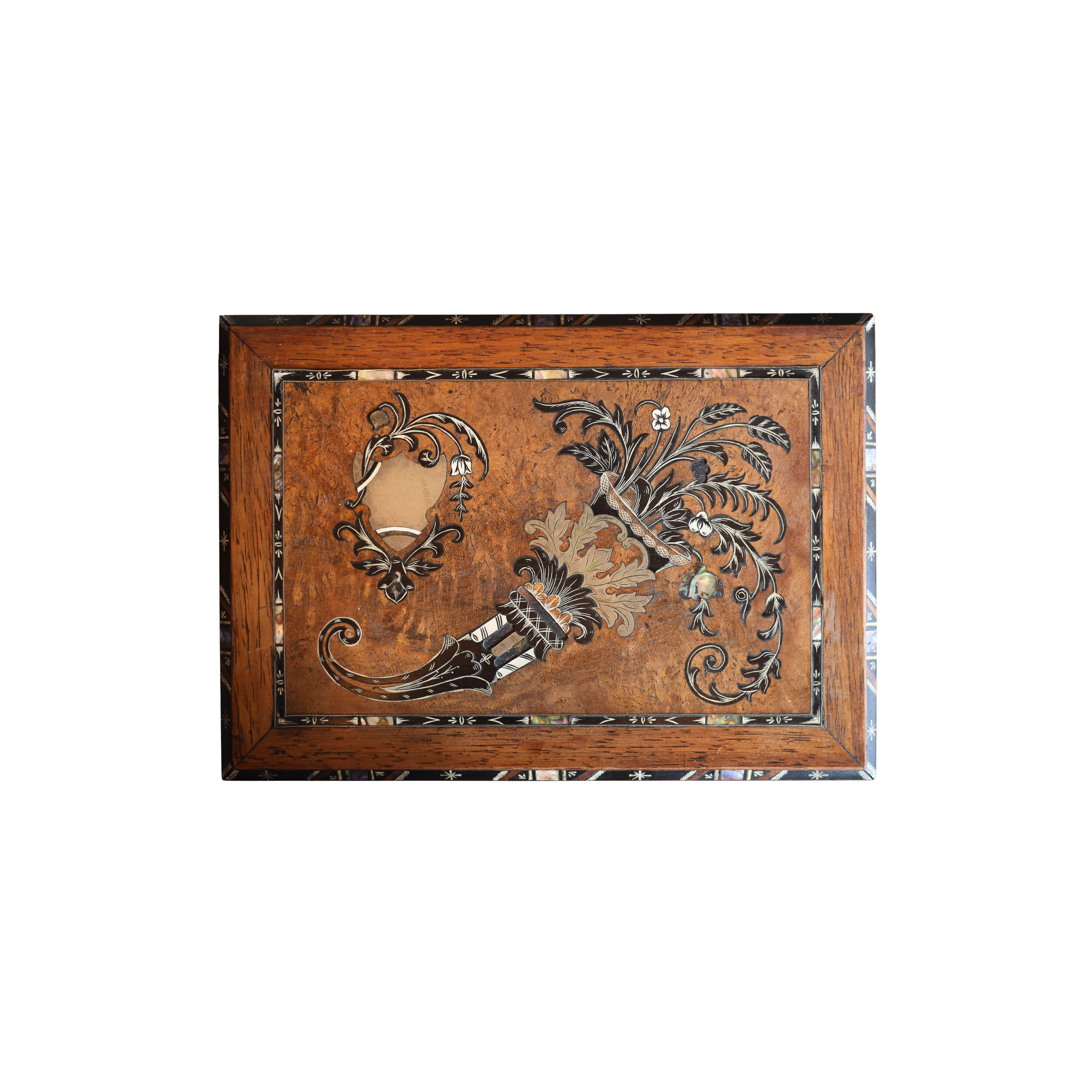 Inlaid Burl Sewing Box