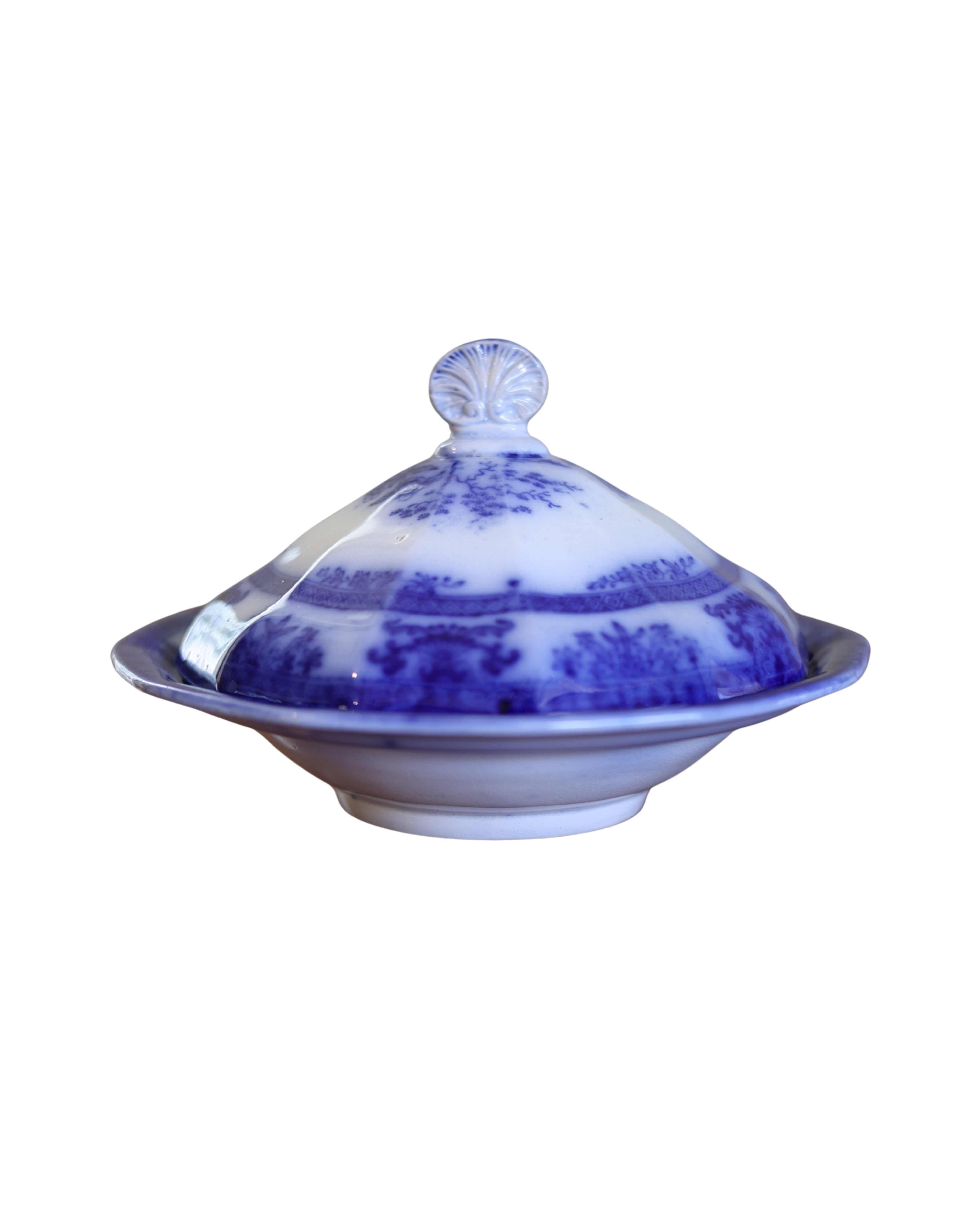 Davenport "Amoy" Flow Blue Butter Dish-1