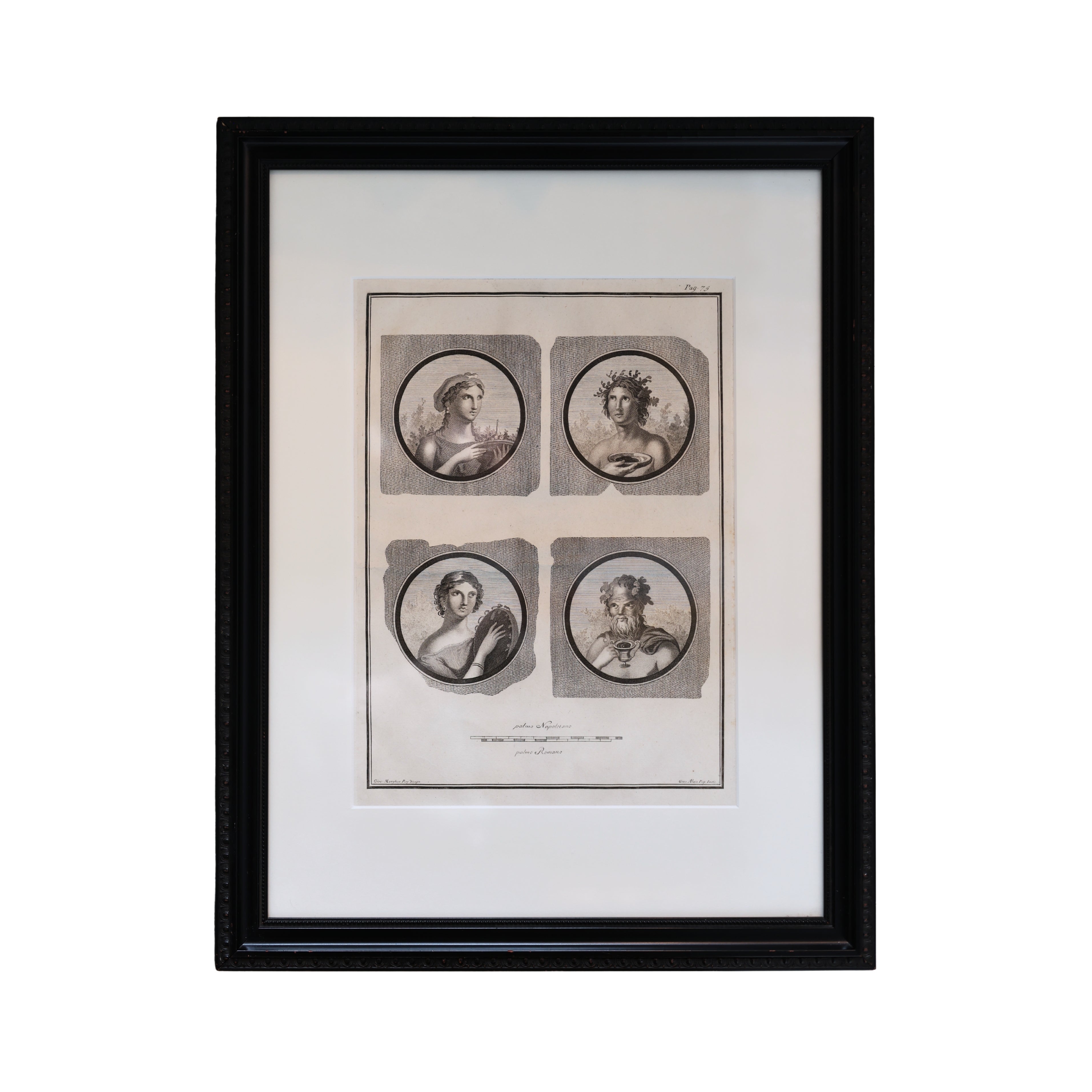 18th c. Italian Mythological Portraits Engraving from "Antiquities of Herculaneum"