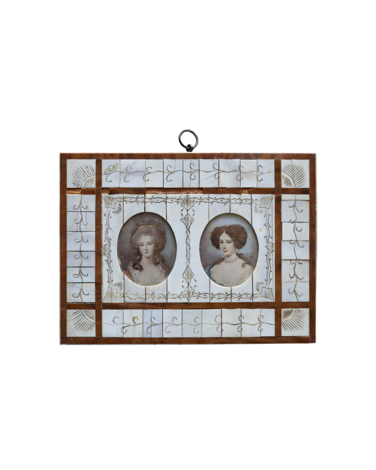 Bone & Tortoiseshell Double Portrait Miniature-1