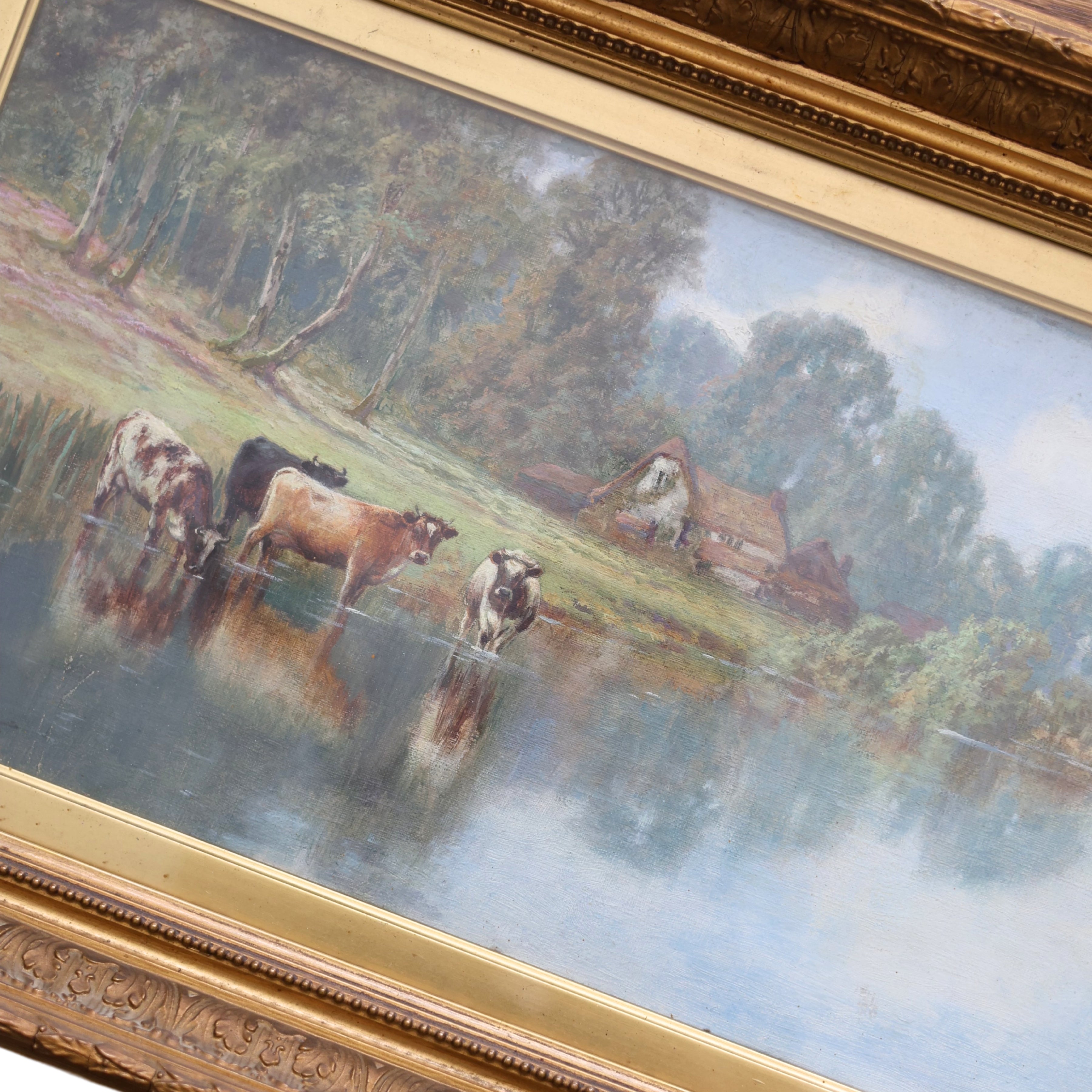 English Pastoral Landscape with Cattle by Frederick William Hayes