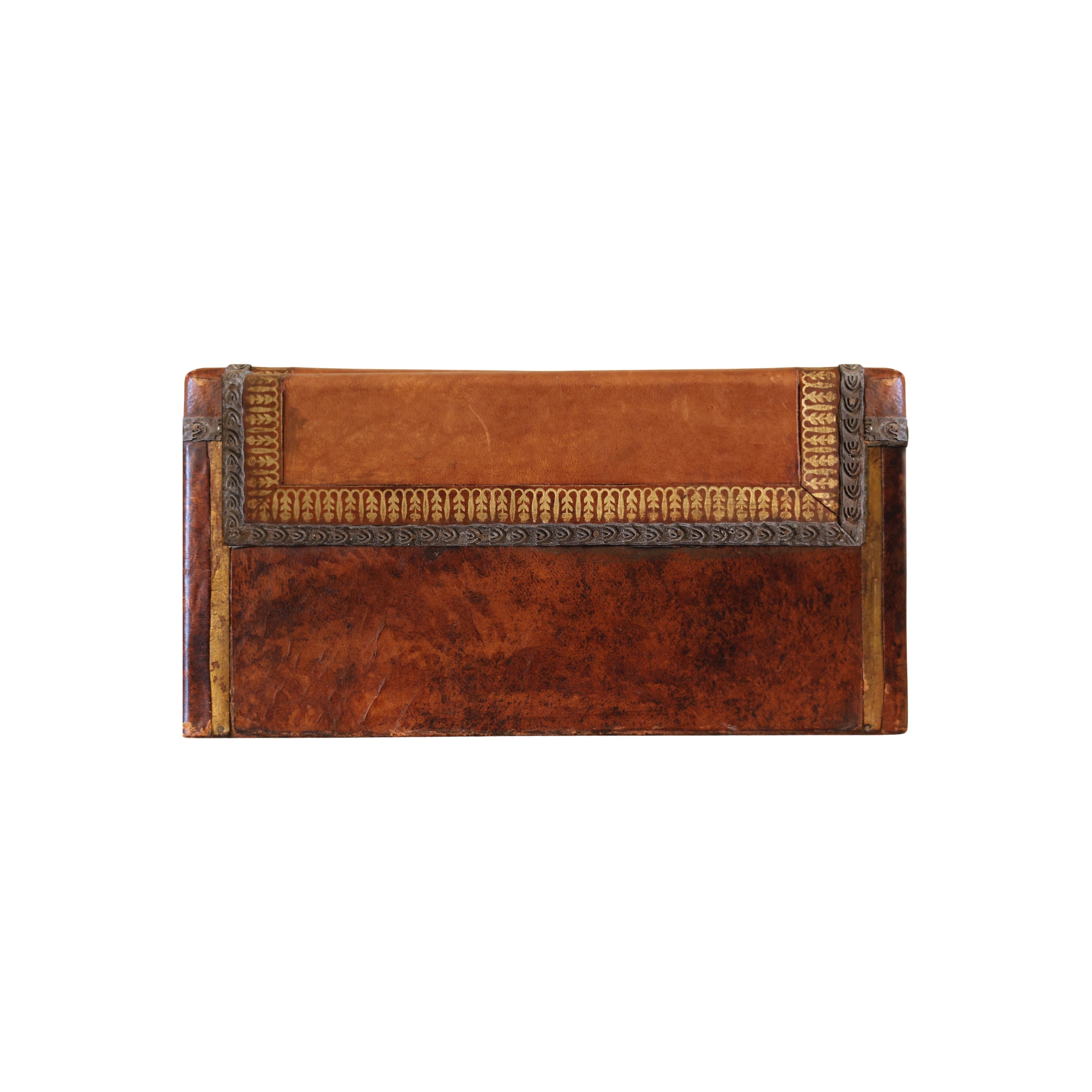 Leather-Clad Box with Drawers and Heraldic Crest