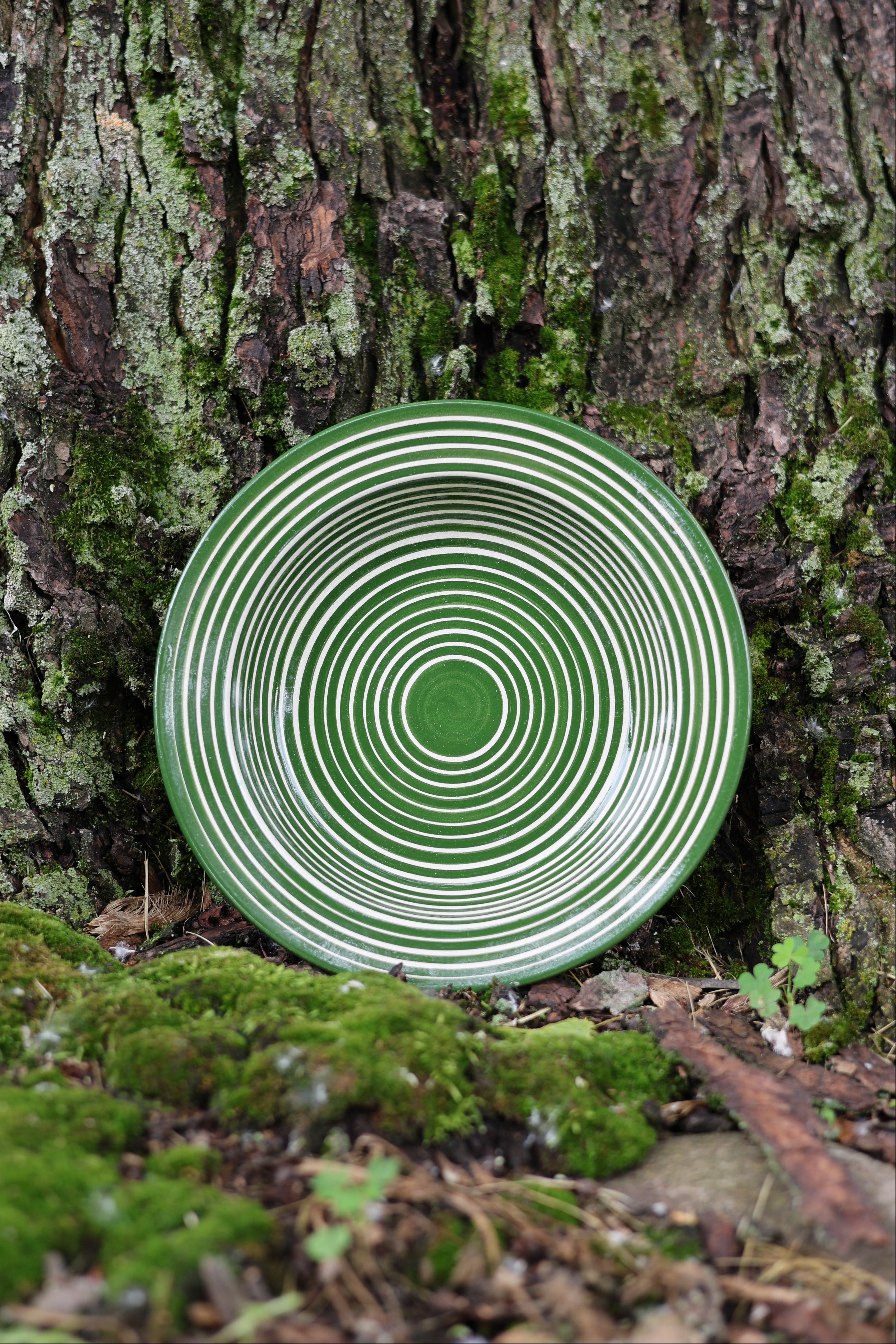 Portuguese Green Banded Pottery Bowl