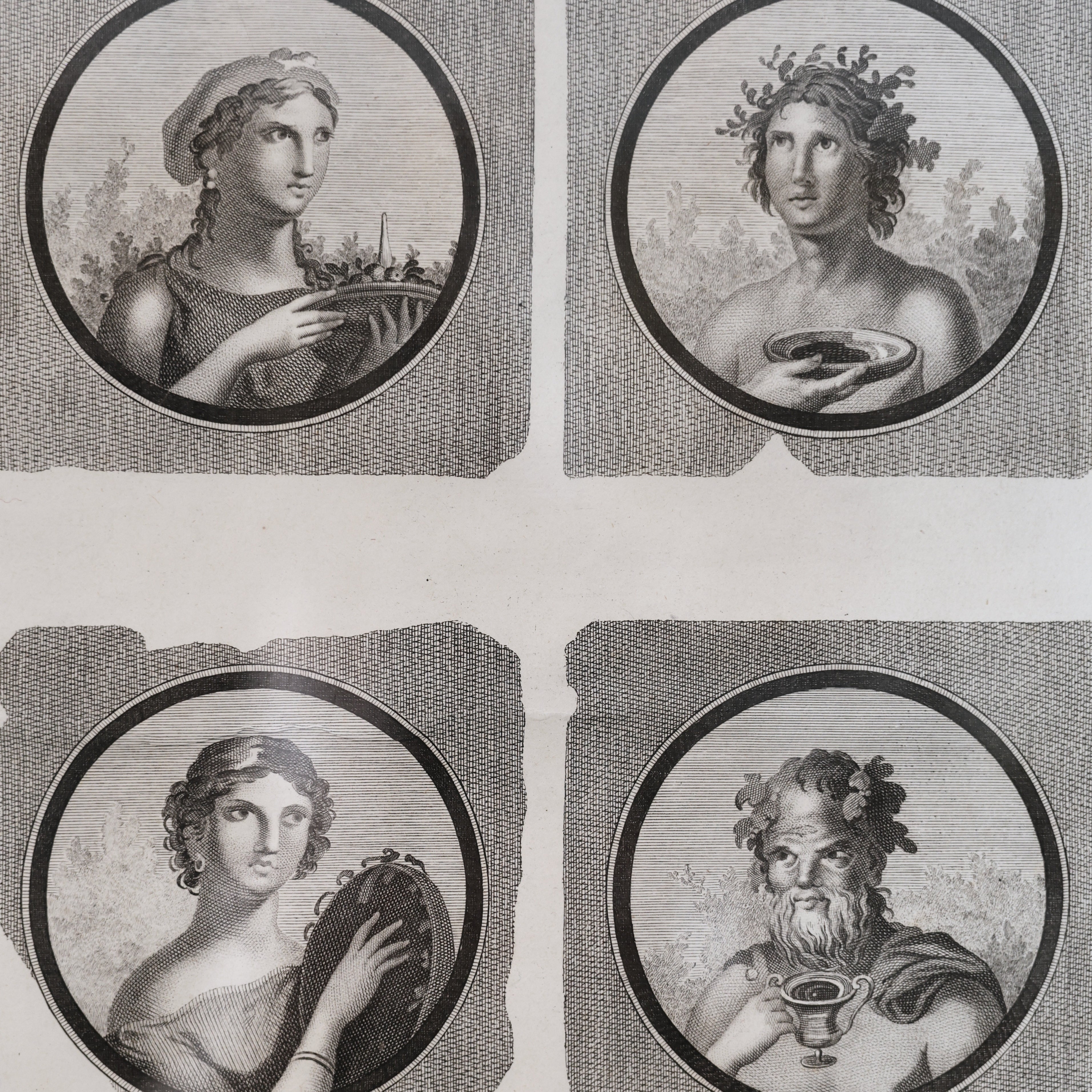 18th c. Italian Mythological Portraits Engraving from "Antiquities of Herculaneum"