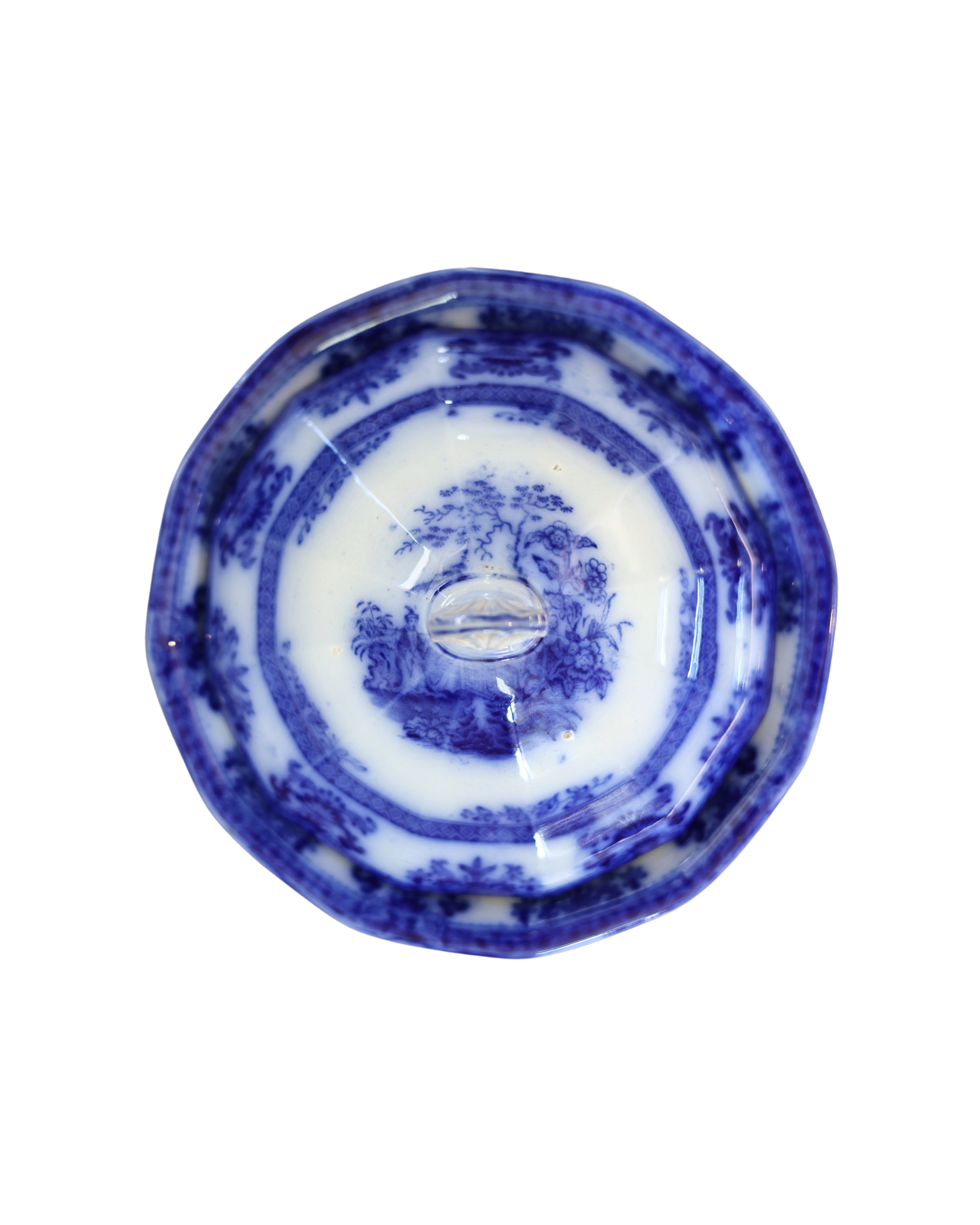 Davenport "Amoy" Flow Blue Butter Dish-5